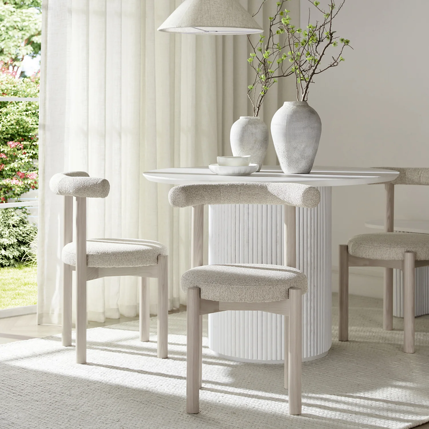 Demeter Dining Chair, Oatmeal Fabric | White Washed Oak Frame - Image 2