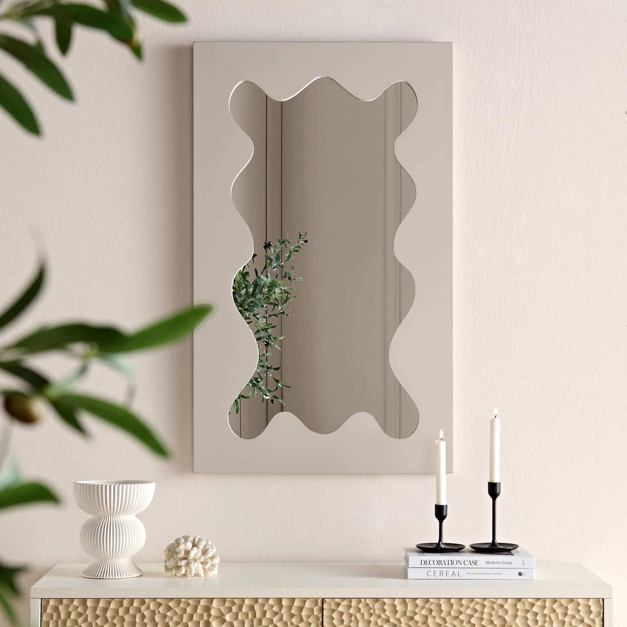Destin Wave Mirror 100 x 60 cm, Taupe Gloss - Image 2