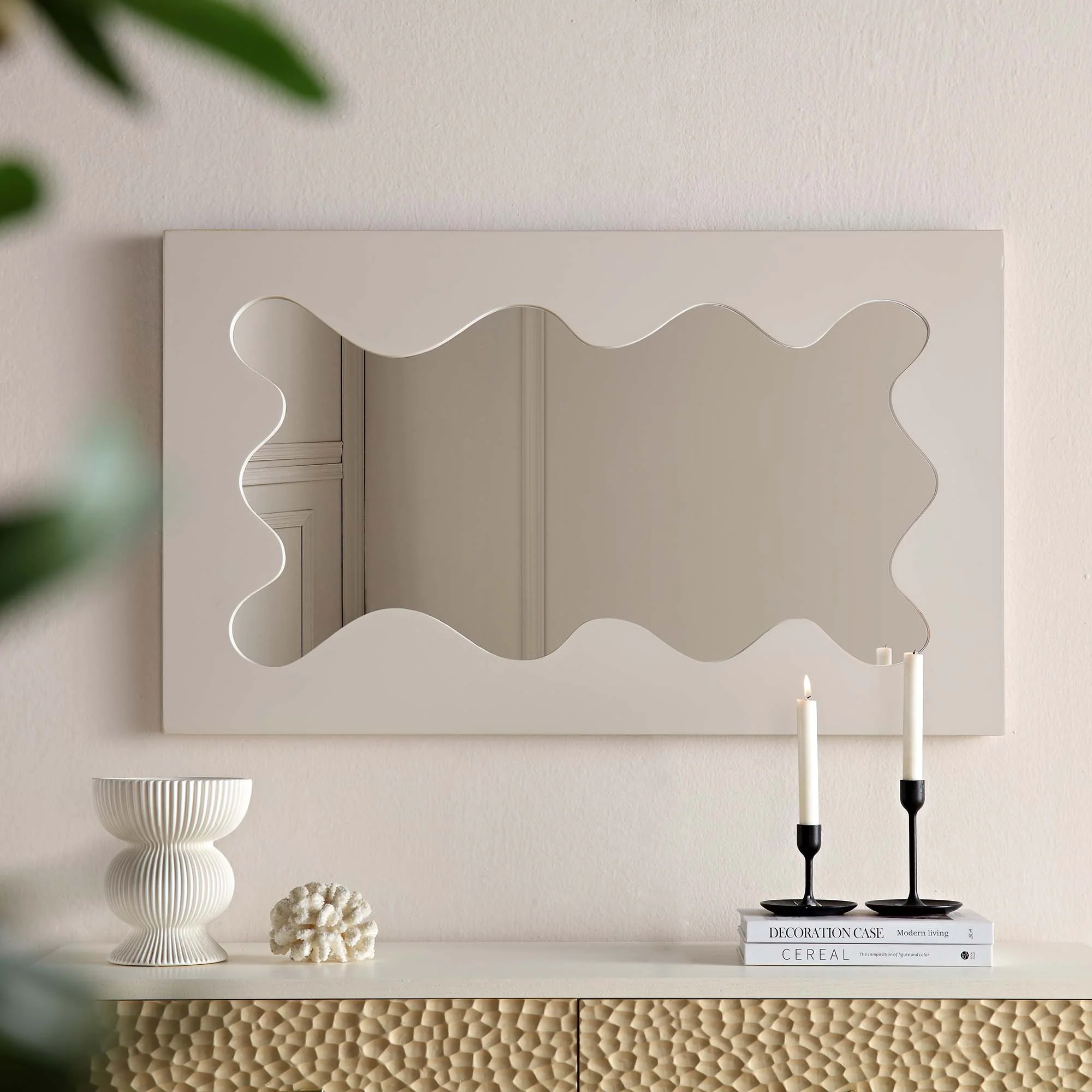 Destin Wave Mirror 100 x 60 cm, Taupe Gloss - Image 3