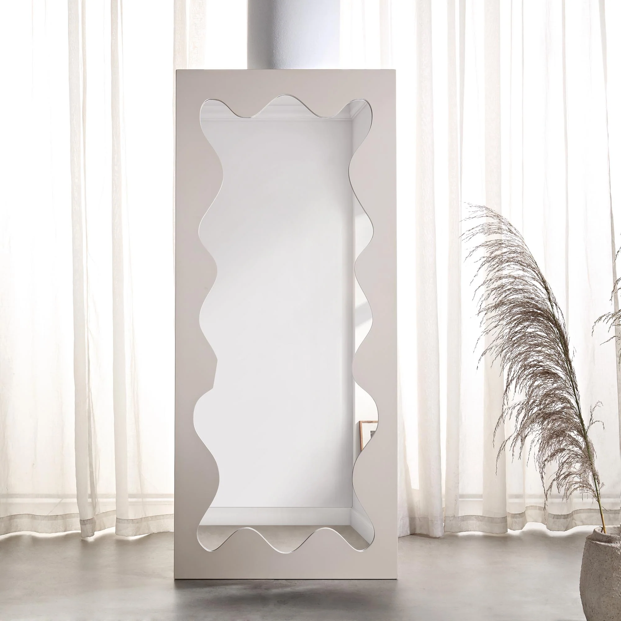 Destin Wave Mirror 160 x 70 cm, Taupe Gloss - Image 2