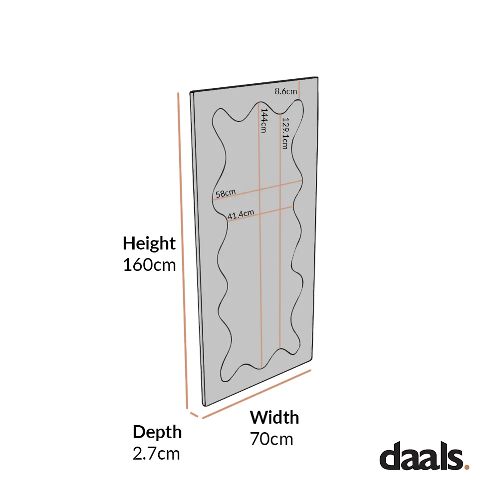 Destin Wave Mirror 160 x 70 cm, White Matte - Image 6