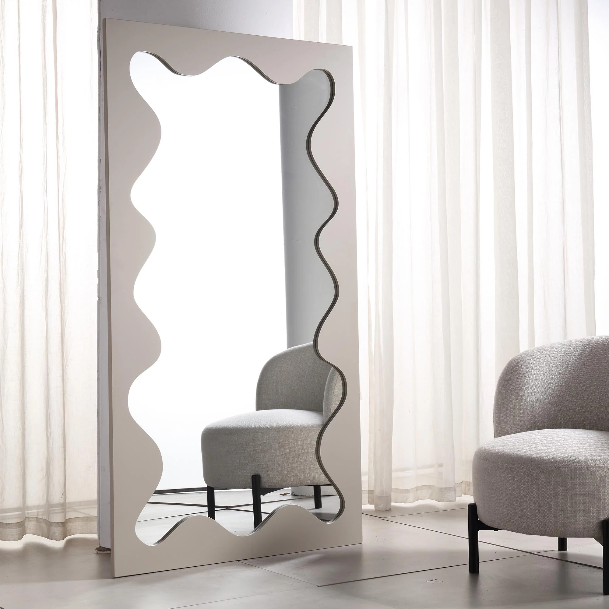Destin Wave Mirror 180 x 100 cm, Taupe Gloss - Image 2