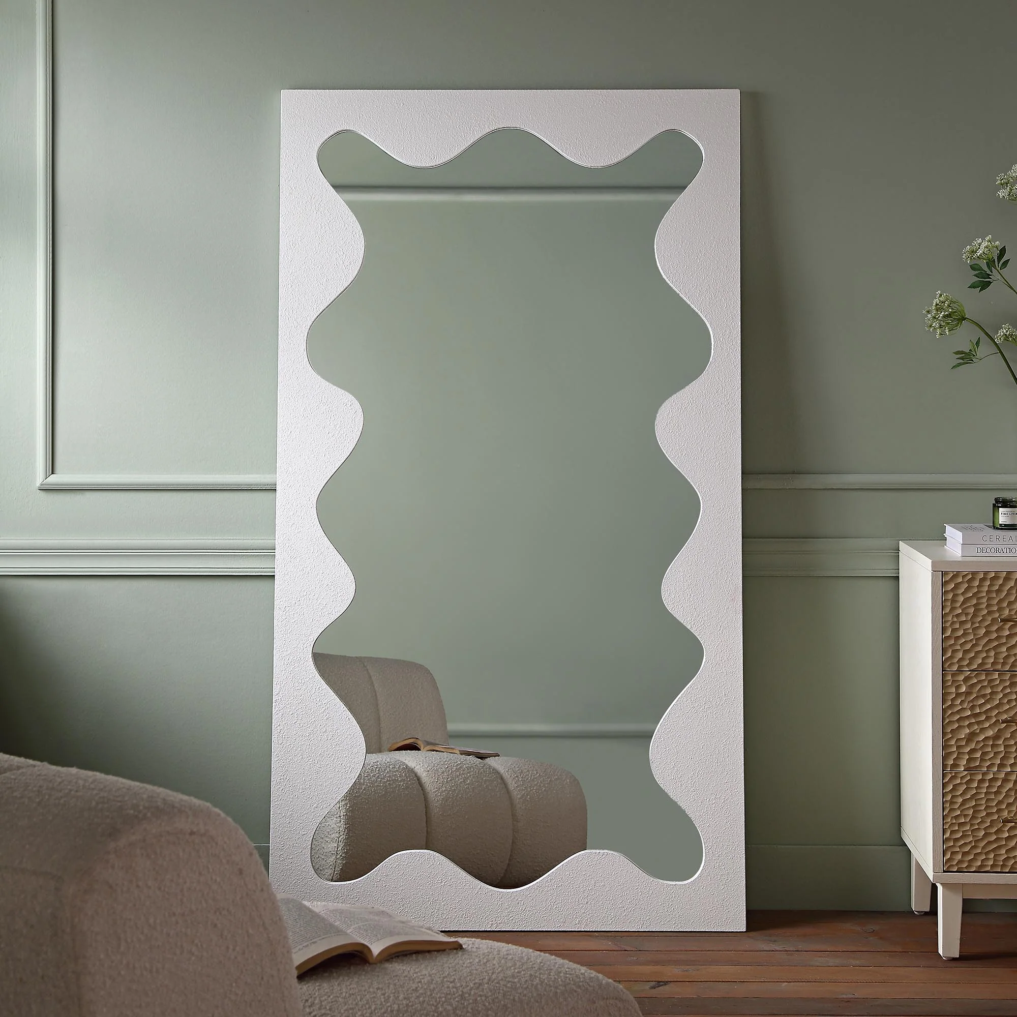 Destin Wave Mirror 180 x 100 cm, White Matte - Image 2