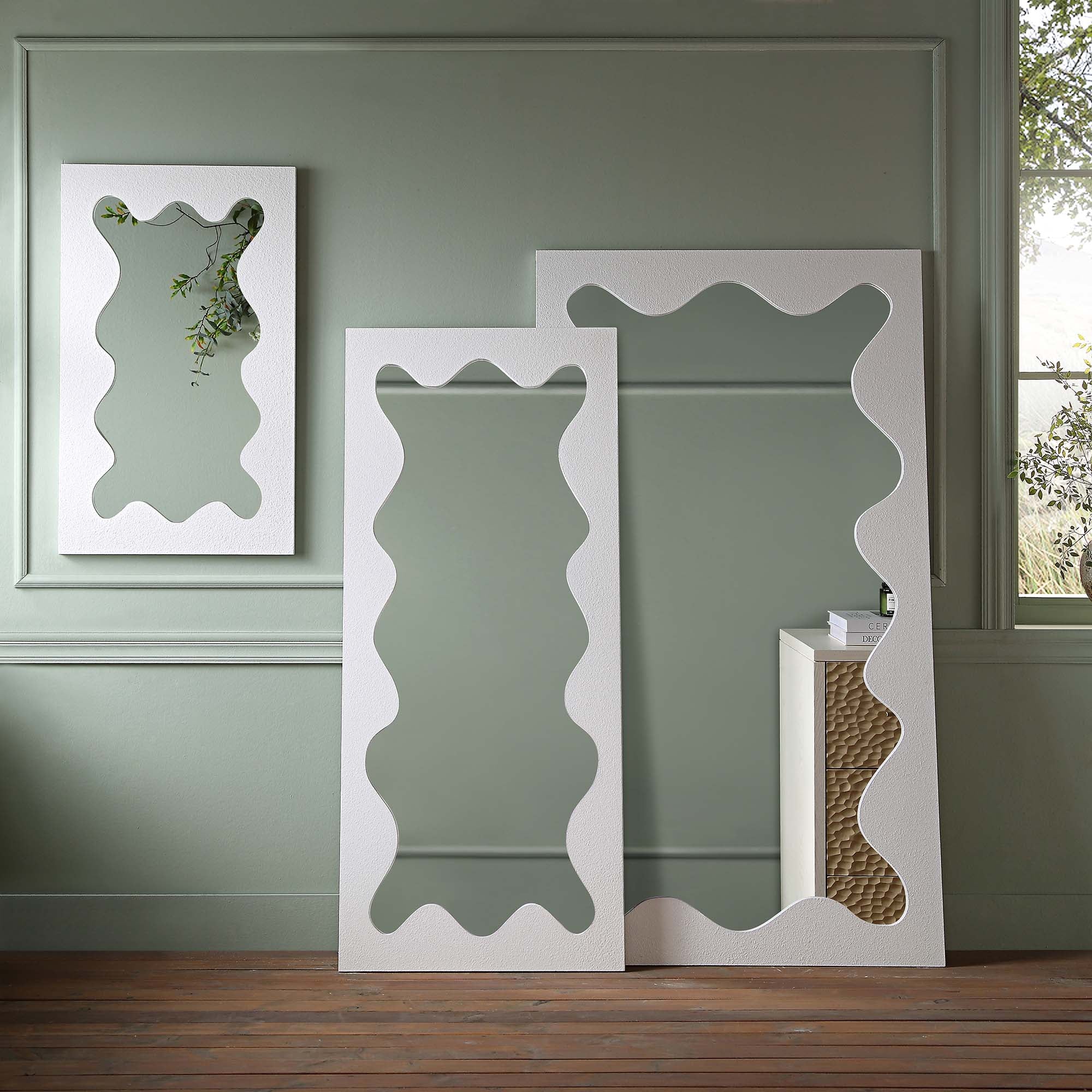 Destin Wave Mirror 160 x 70 cm, White Matte - Image 3