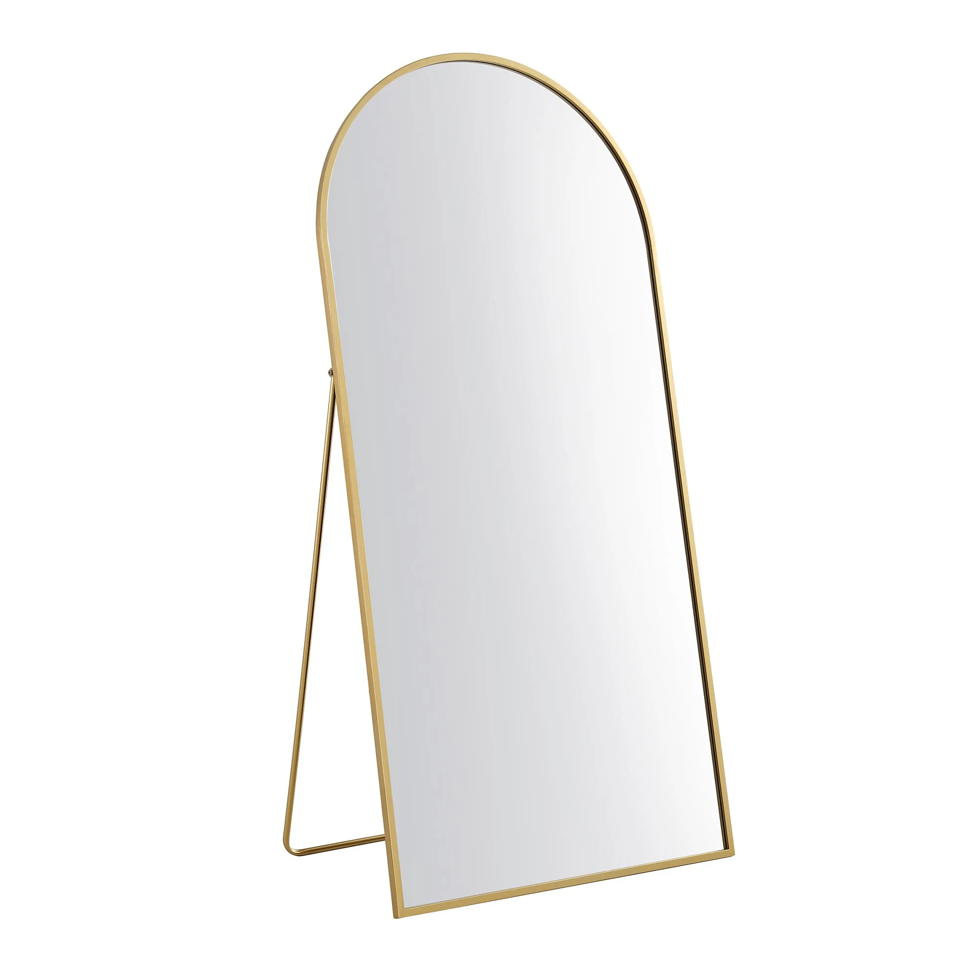Dina Freestanding Arched Full Length Metal Frame Mirror 160 x 76 cm, Gold Effect - Image 3
