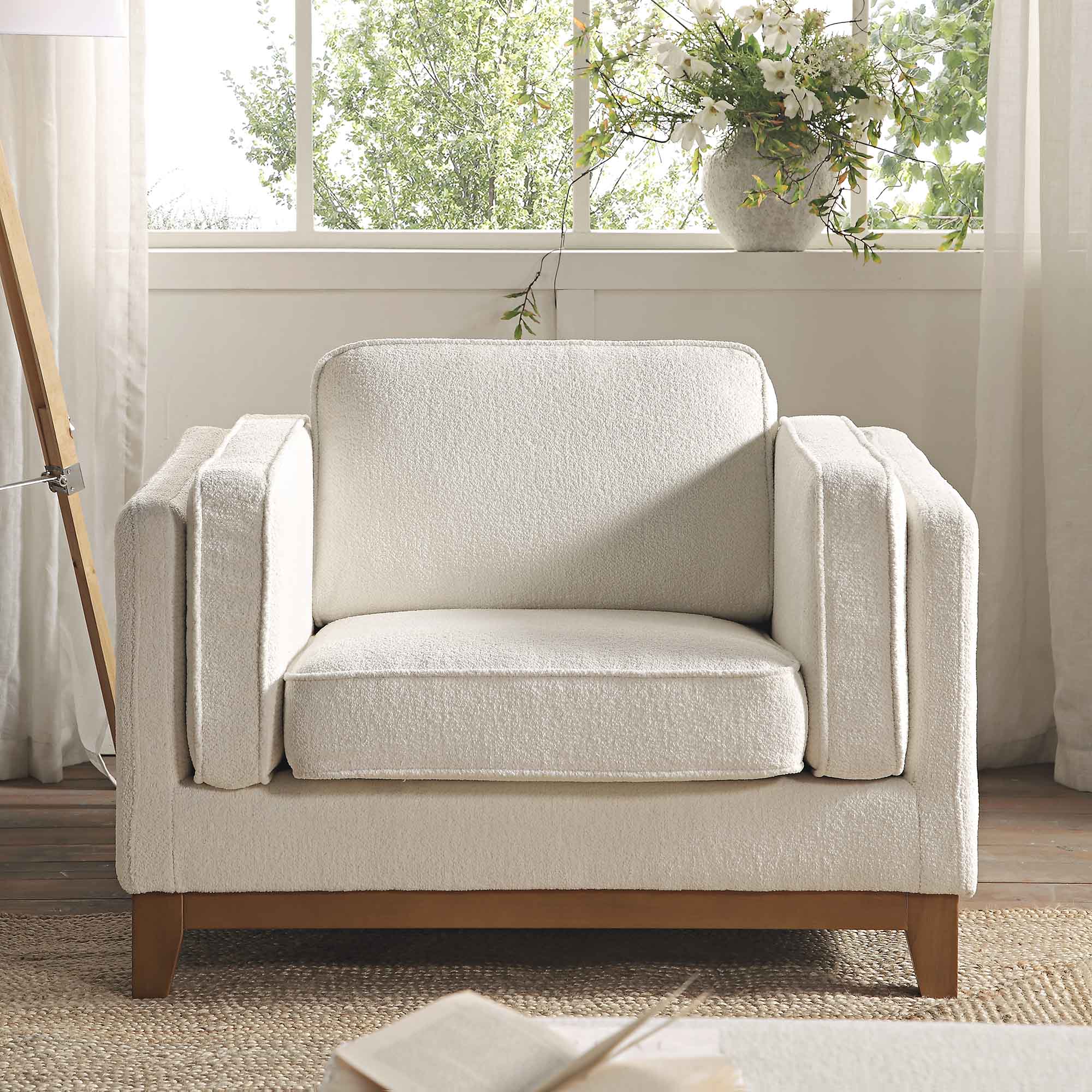 Dipley Beige Boucle Fabric Sofa, 1-Seater - Image 2