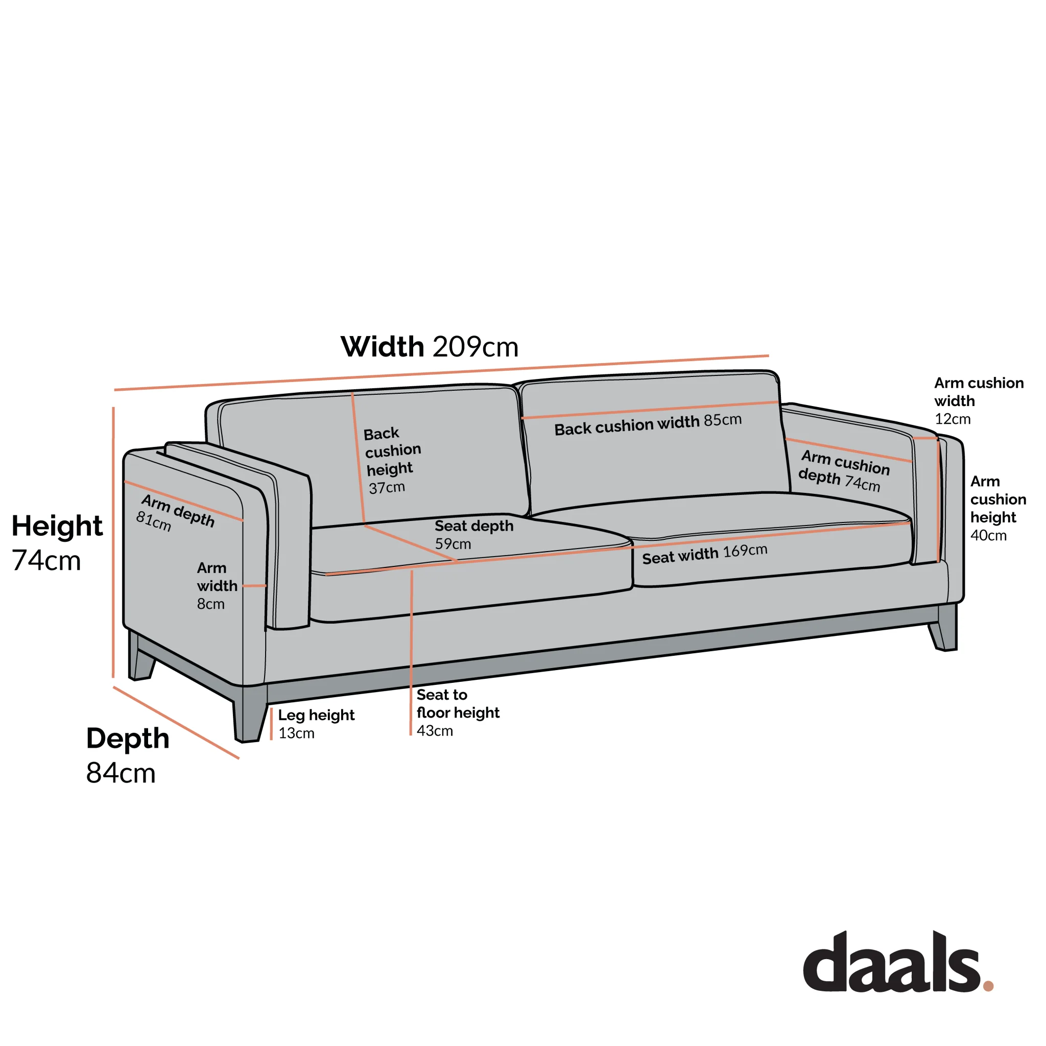 Dipley Beige Boucle Fabric Sofa, 3-Seater - Image 6