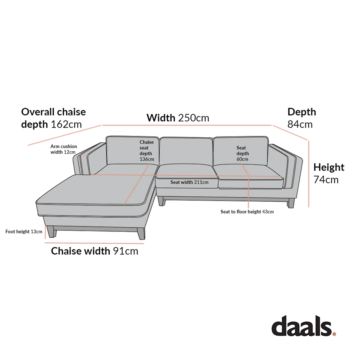 Dipley Champagne Velvet Sofa, Grande Chaise Sofa Left Hand Facing - Image 7