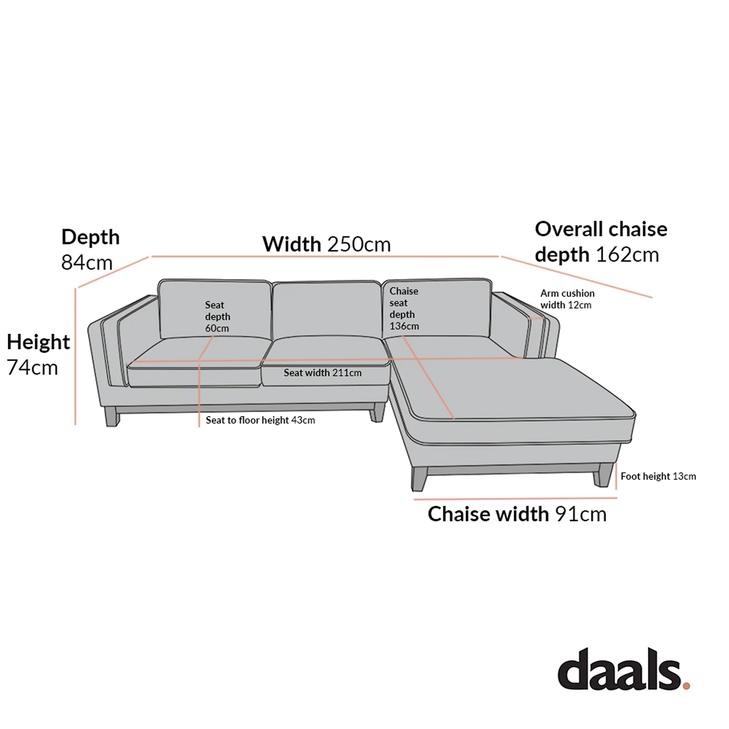Dipley Champagne Velvet Sofa, Grande Chaise Sofa Right Hand Facing - Image 7