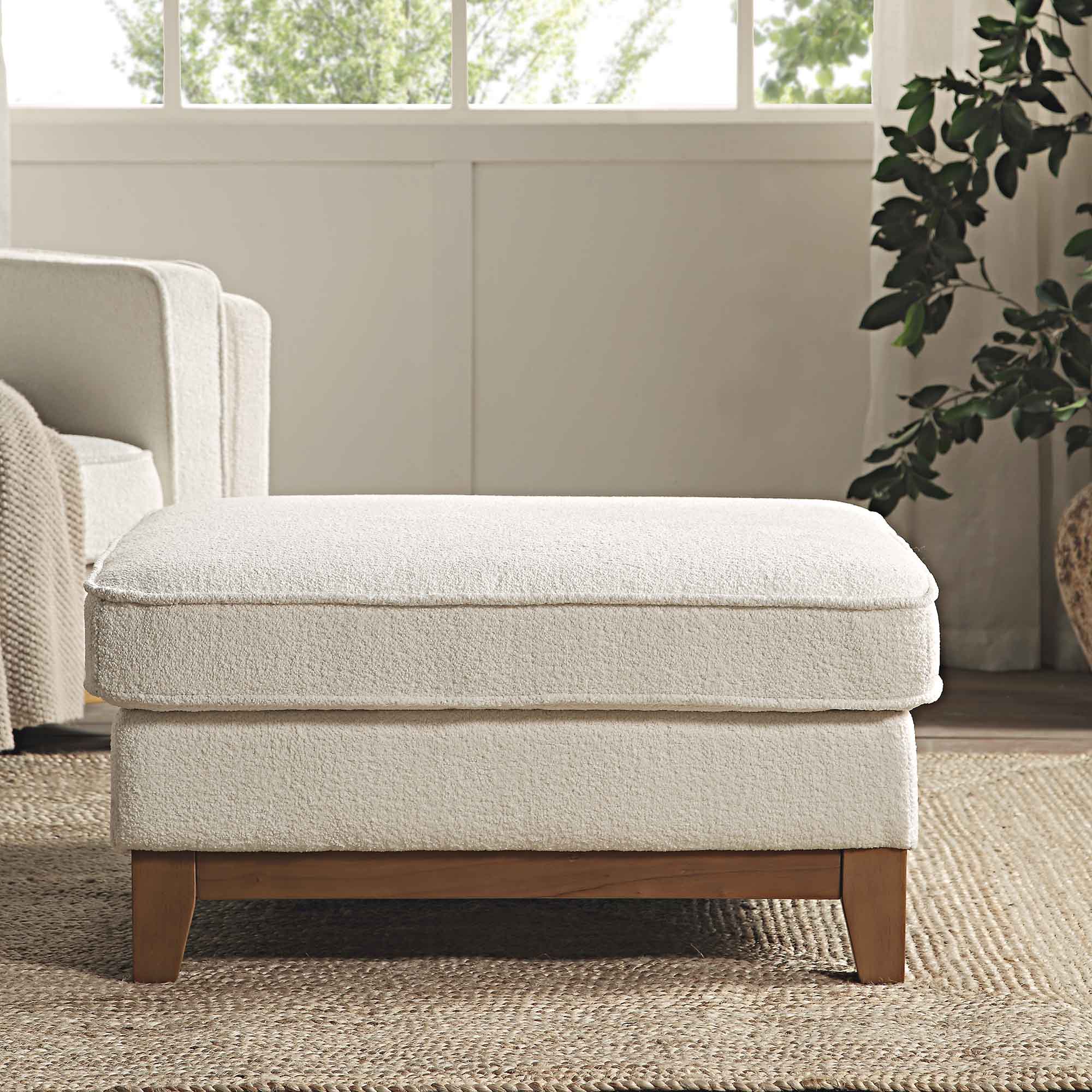 Dipley Beige Boucle Fabric Storage Footstool - Image 2