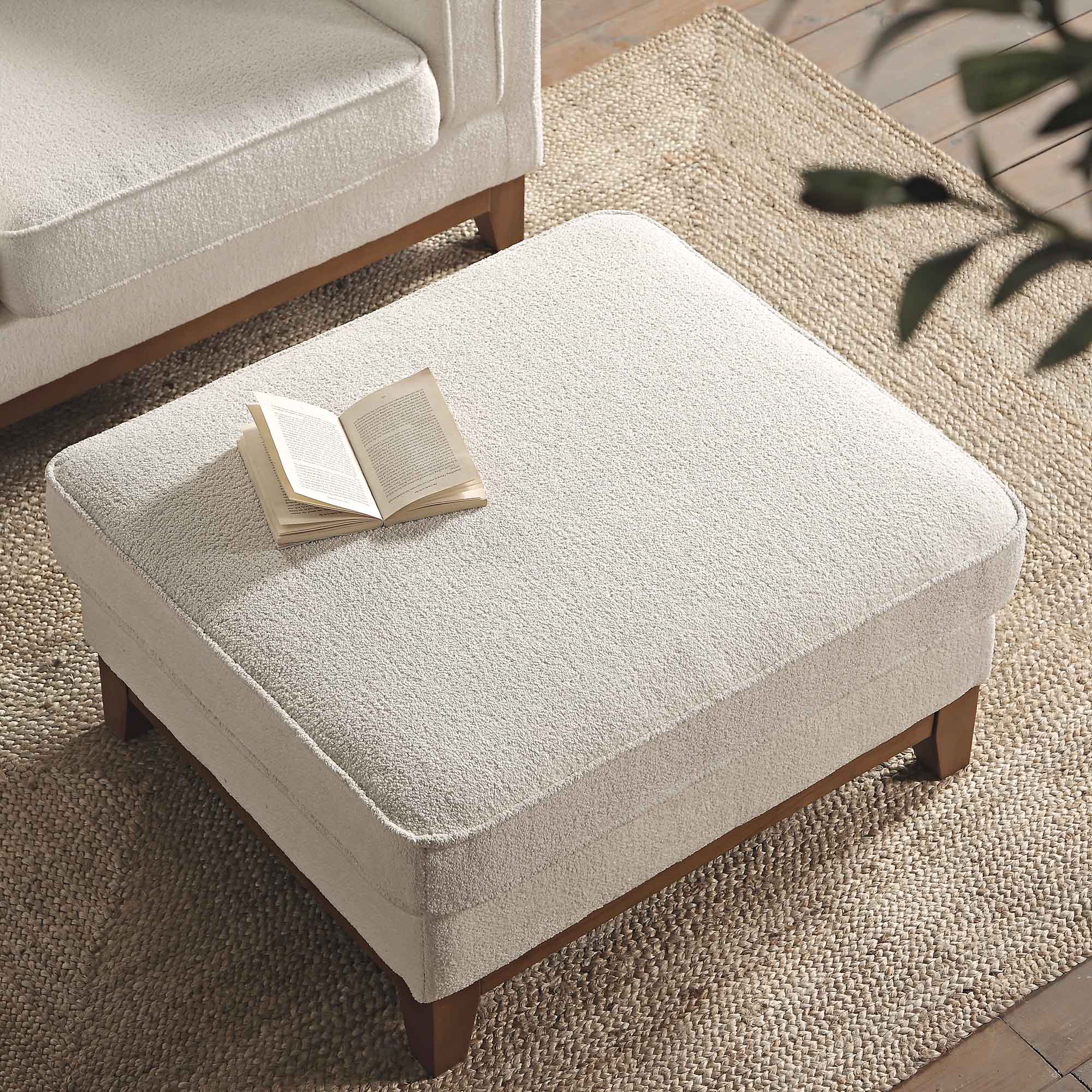 Dipley Beige Boucle Fabric Storage Footstool - Image 3