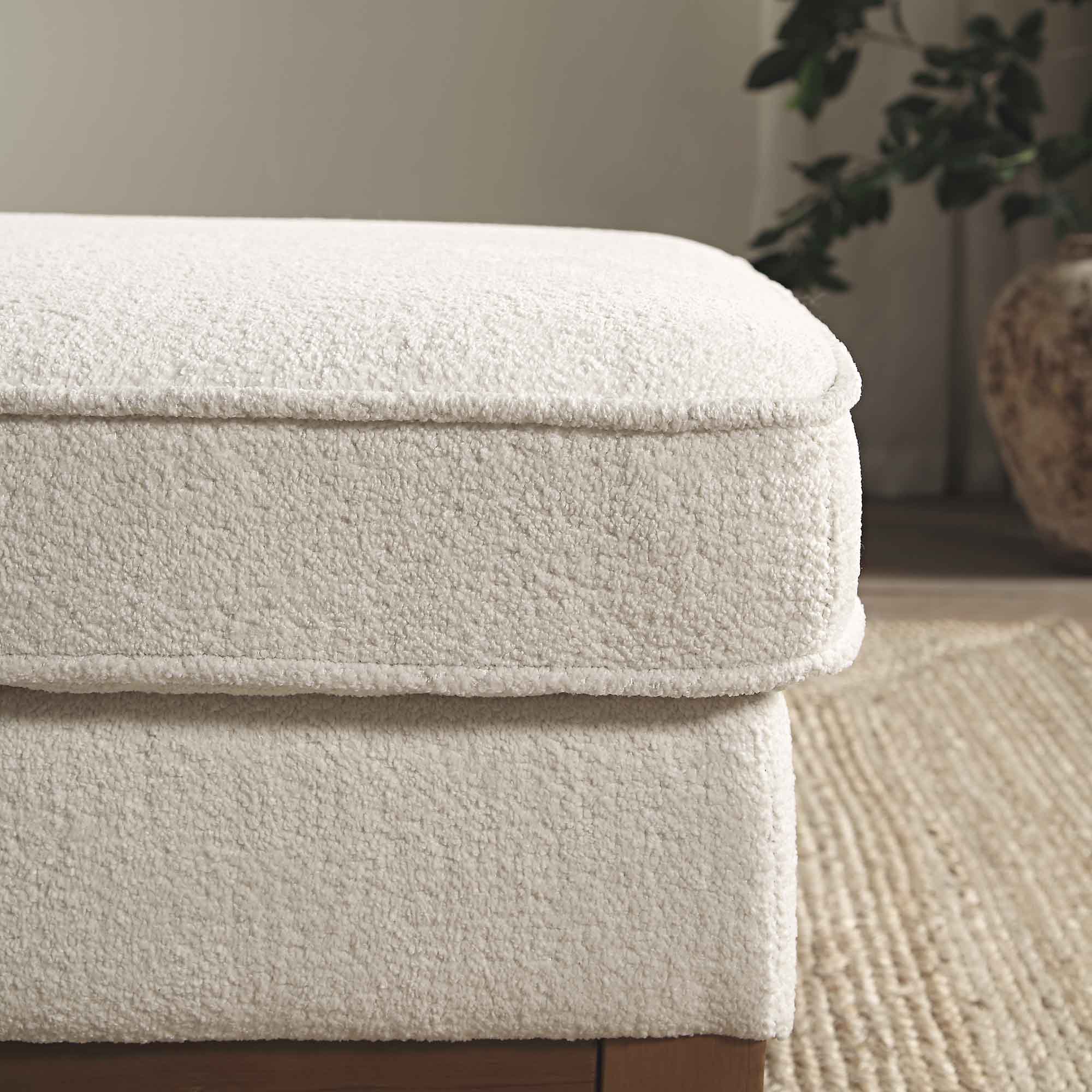 Dipley Beige Boucle Fabric Storage Footstool - Image 5