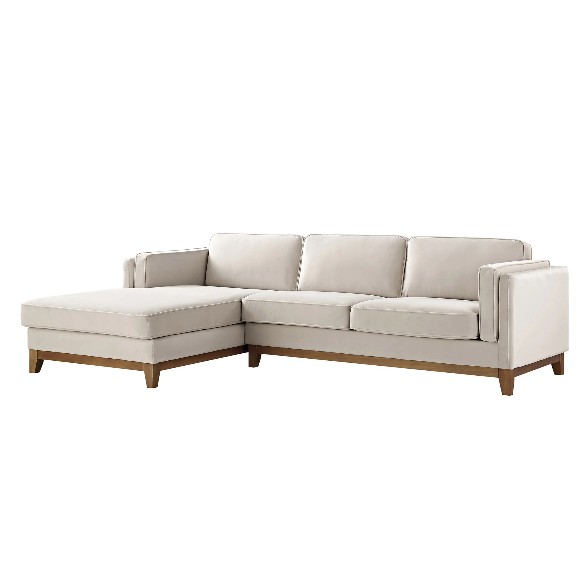 Dipley Champagne Velvet Sofa, Grande Chaise Sofa Left Hand Facing - Image 6