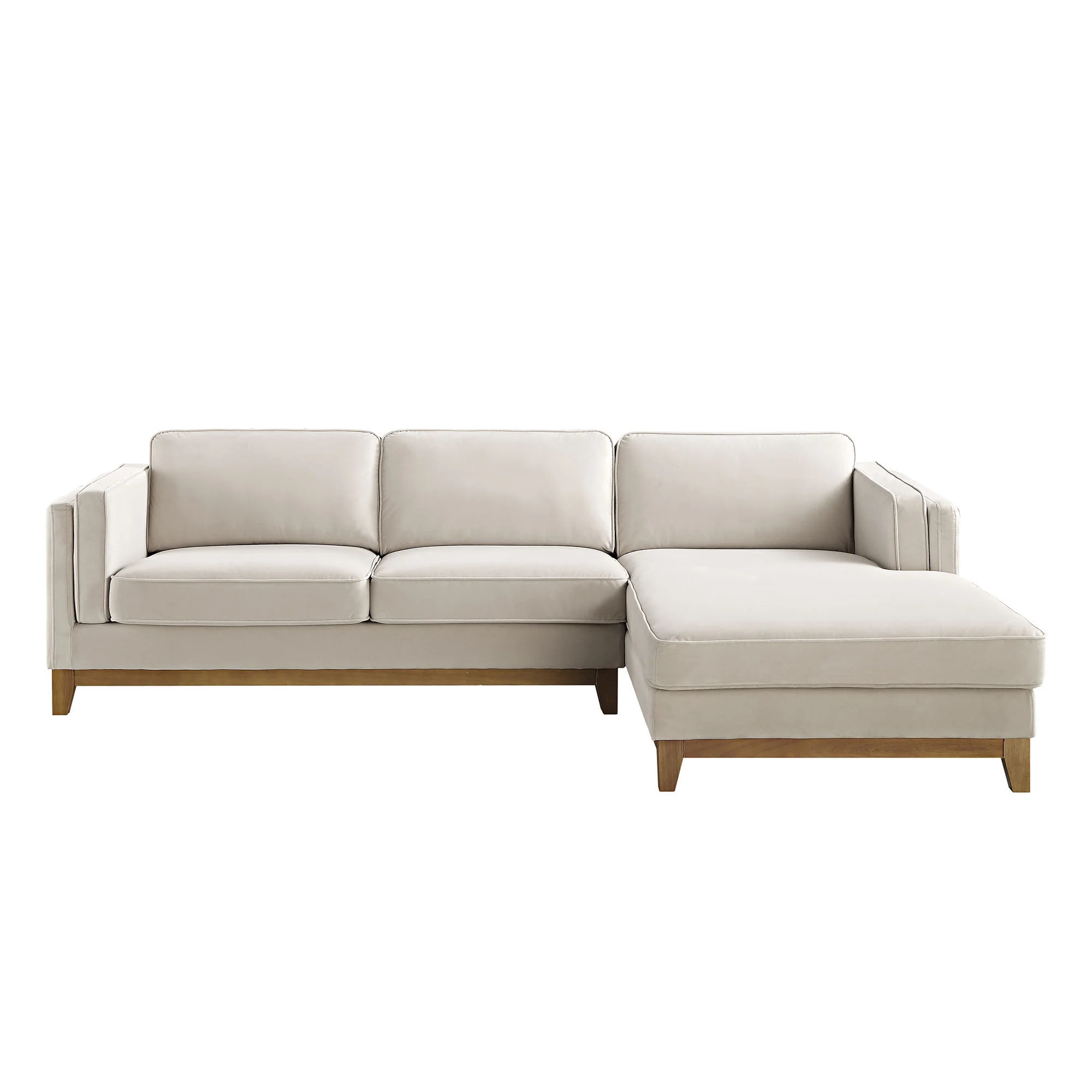 Dipley Champagne Velvet Sofa, Grande Chaise Sofa Right Hand Facing - Image 5