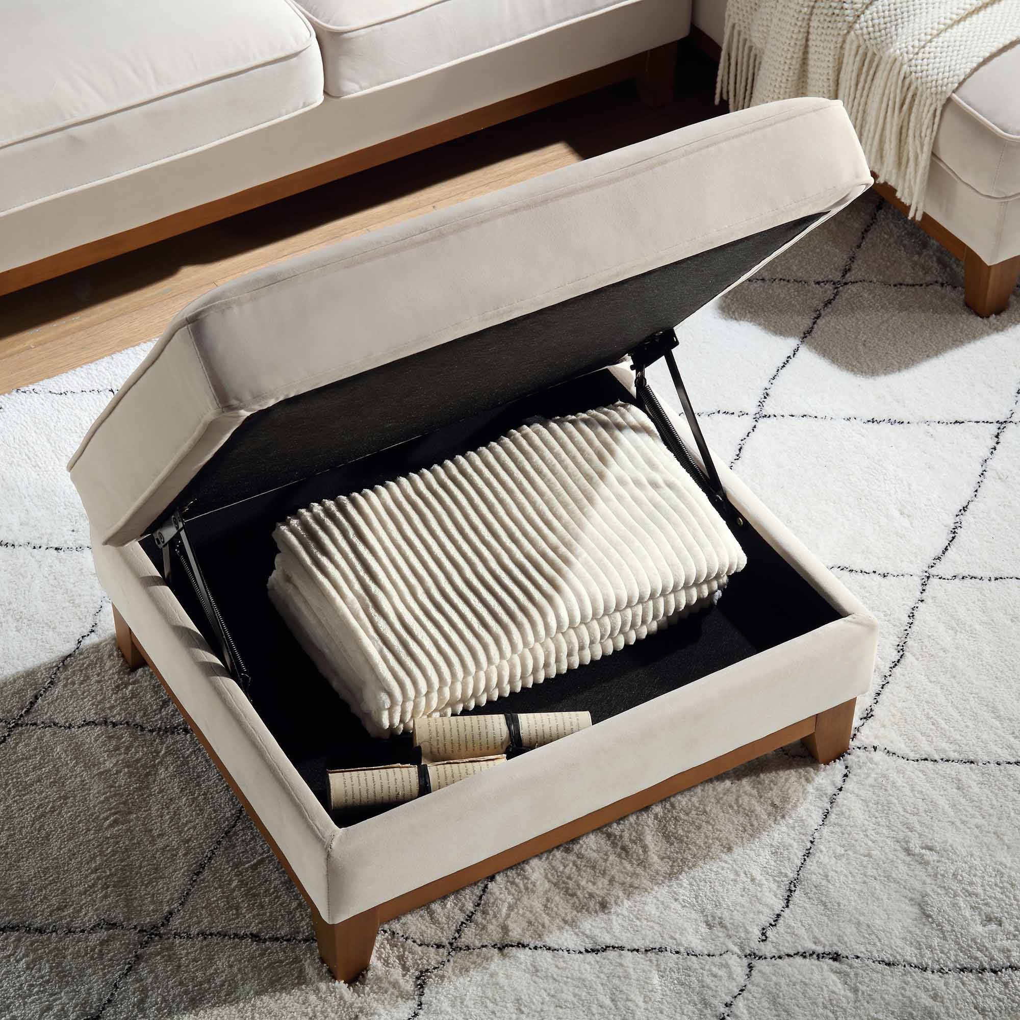 Dipley Champagne Velvet Storage Footstool - Image 3