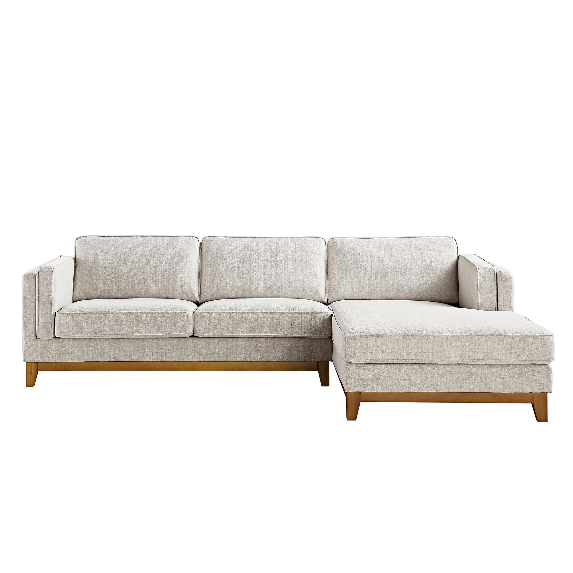 Dipley Oatmeal Woven Fabric Sofa, Grande Chaise Sofa Right Hand Facing - Image 3