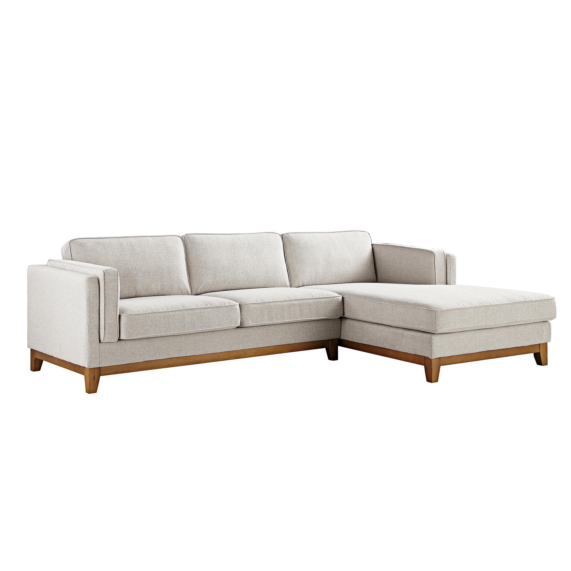 Dipley Oatmeal Woven Fabric Sofa, Grande Chaise Sofa Right Hand Facing - Image 4