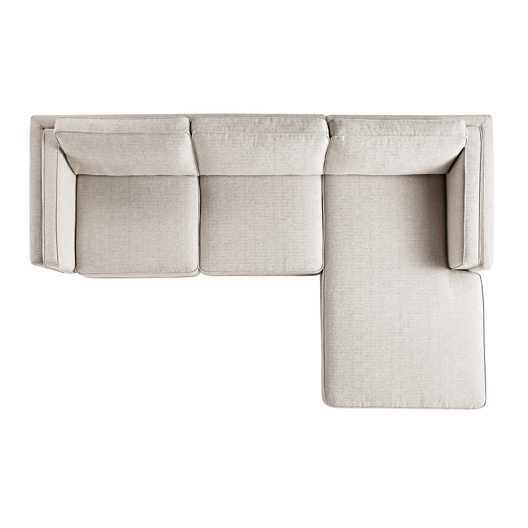 Dipley Oatmeal Woven Fabric Sofa, Grande Chaise Sofa Right Hand Facing - Image 7
