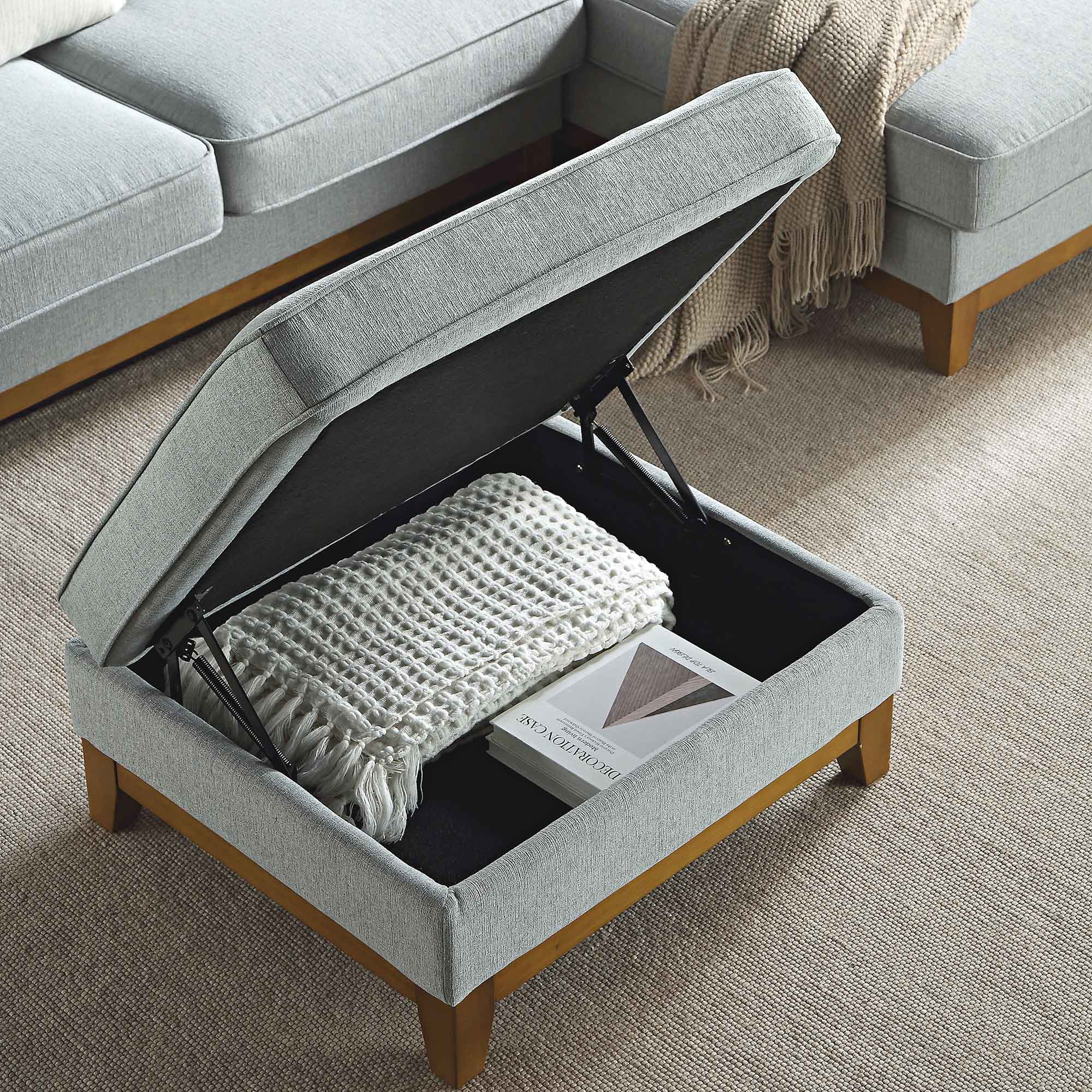 Dipley Sage Woven Fabric Storage Footstool - Image 3