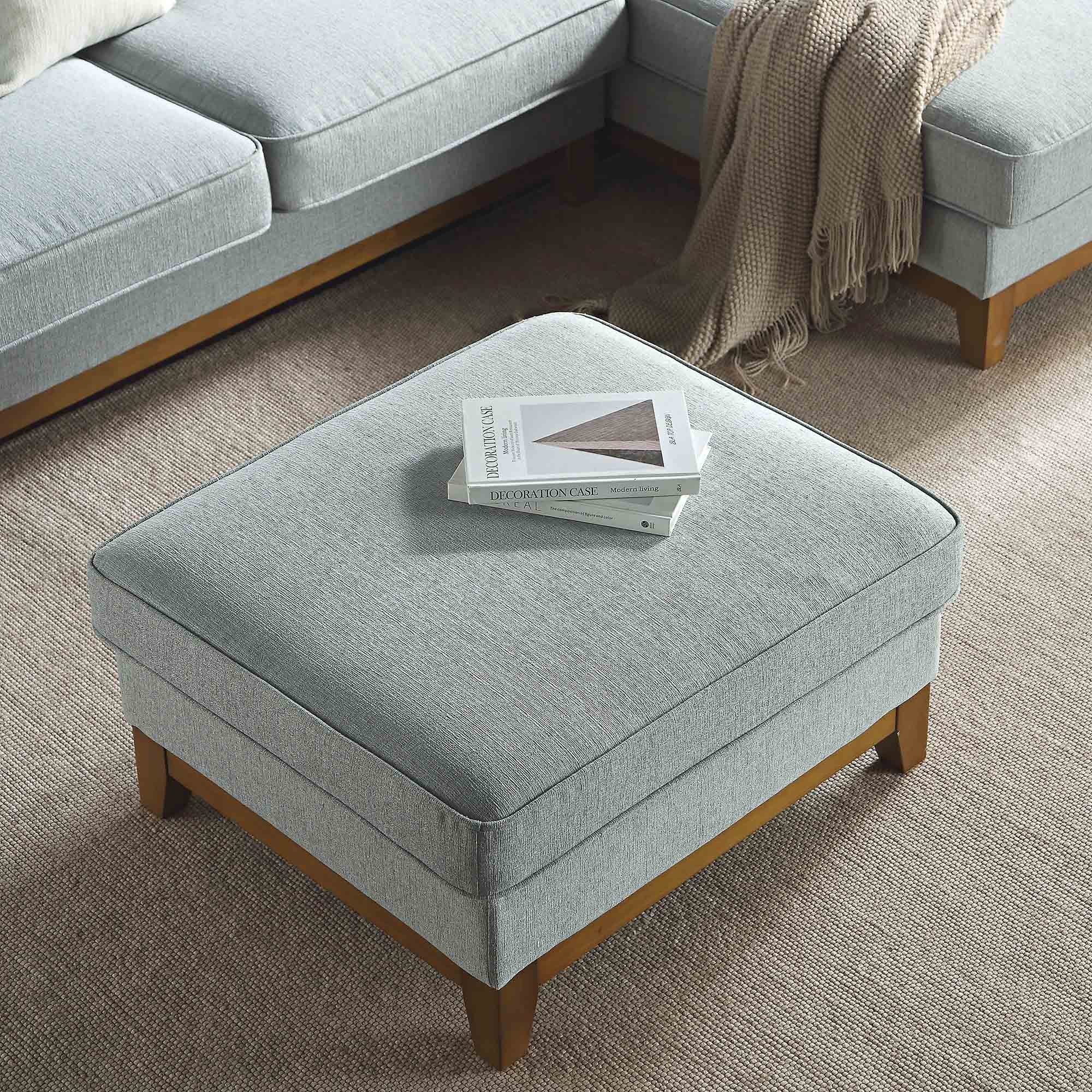 Dipley Sage Woven Fabric Storage Footstool - Image 4