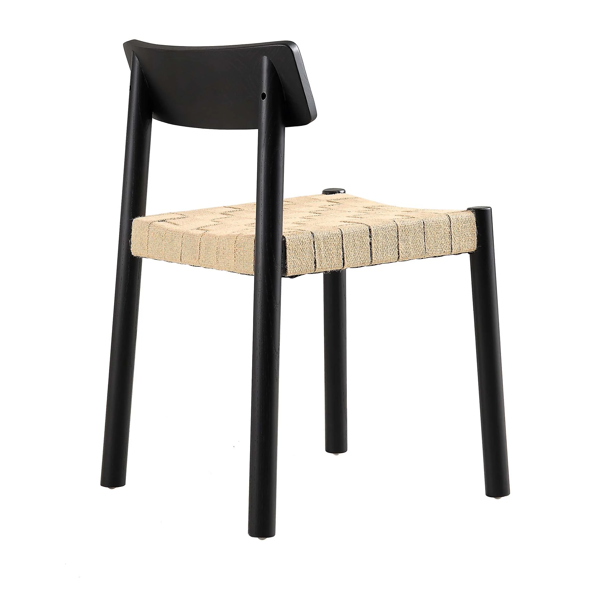 Ditton Set of 2 Elm Wood and Jute Dining Chairs, Black - Image 8