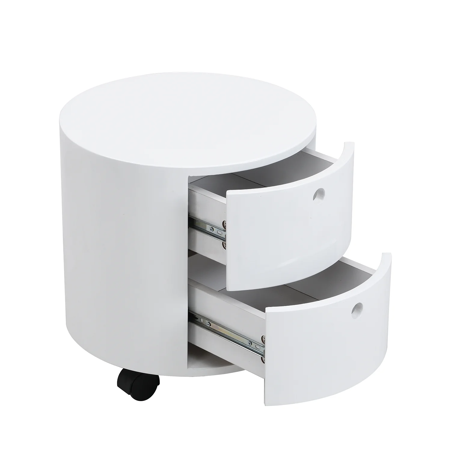 DOLIO Drum Chest Bedside Table, Barrel Side Table with Drawers High Gloss White 2 Drawer - Image 6