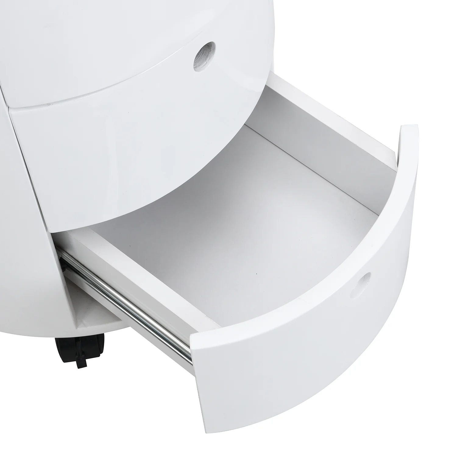 DOLIO Drum Chest Bedside Table, Barrel Side Table with Drawers High Gloss White 3 Drawer - Image 7