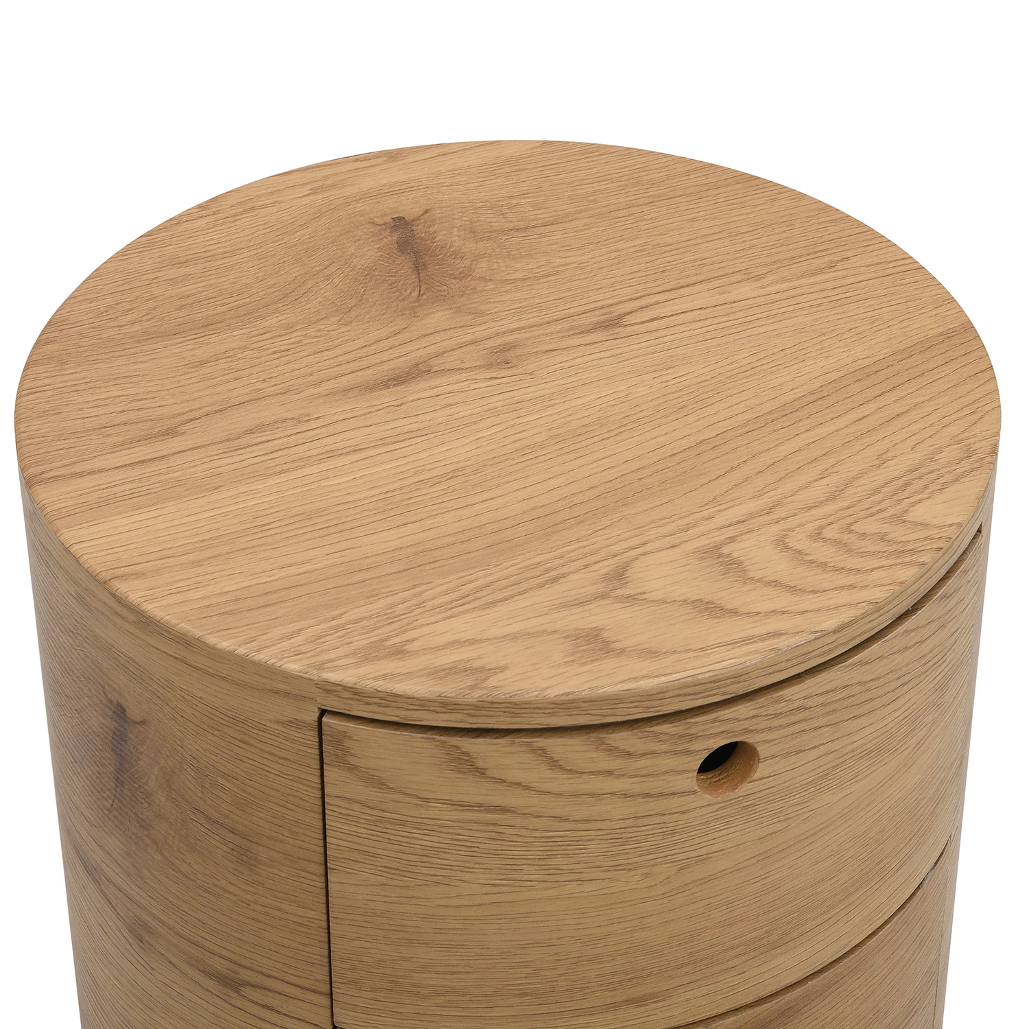 DOLIO Drum Chest Bedside Table, Barrel Side Table with Drawers Oak 2 Drawer - Image 7