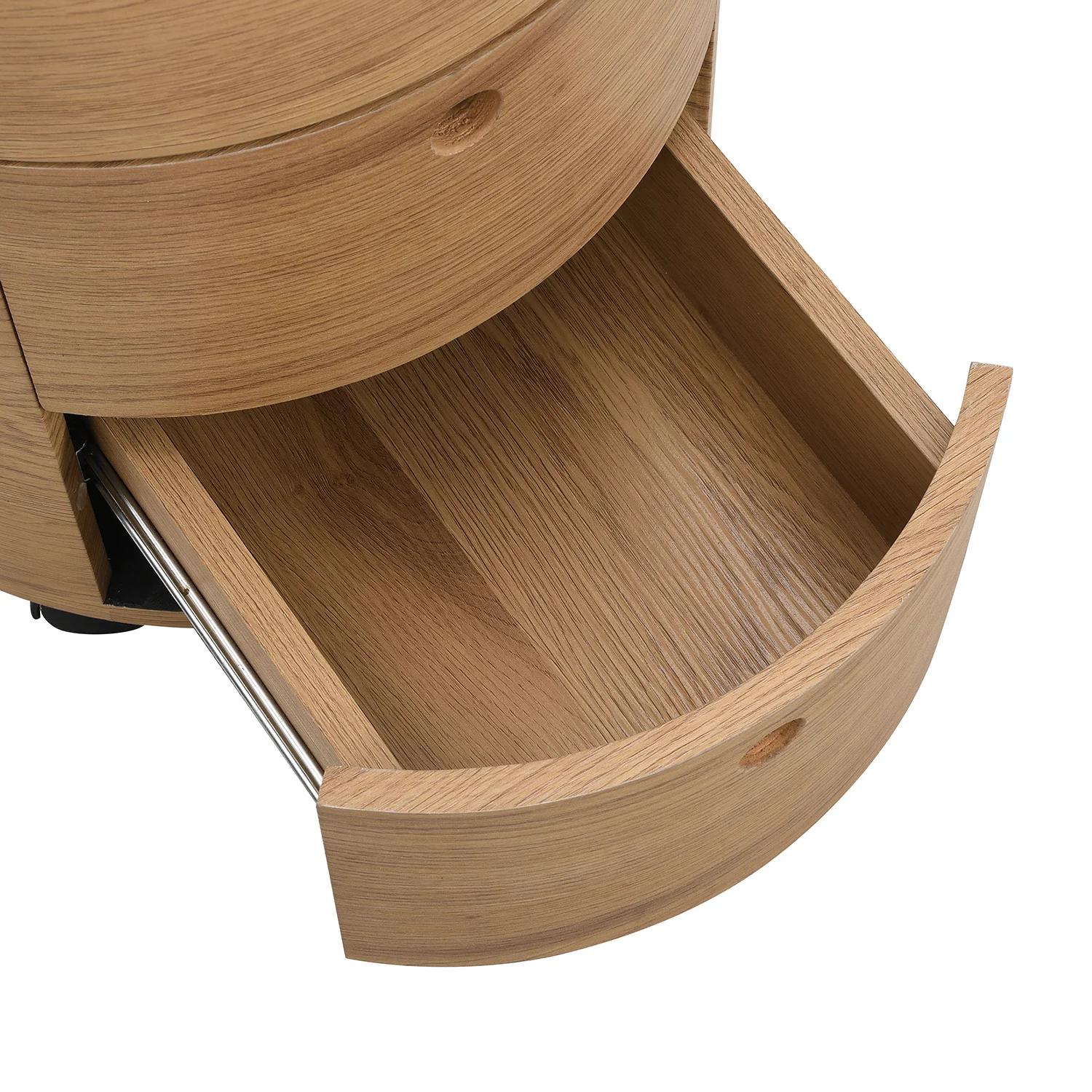 DOLIO Drum Chest Bedside Table, Barrel Side Table with Drawers Oak 2 Drawer - Image 8