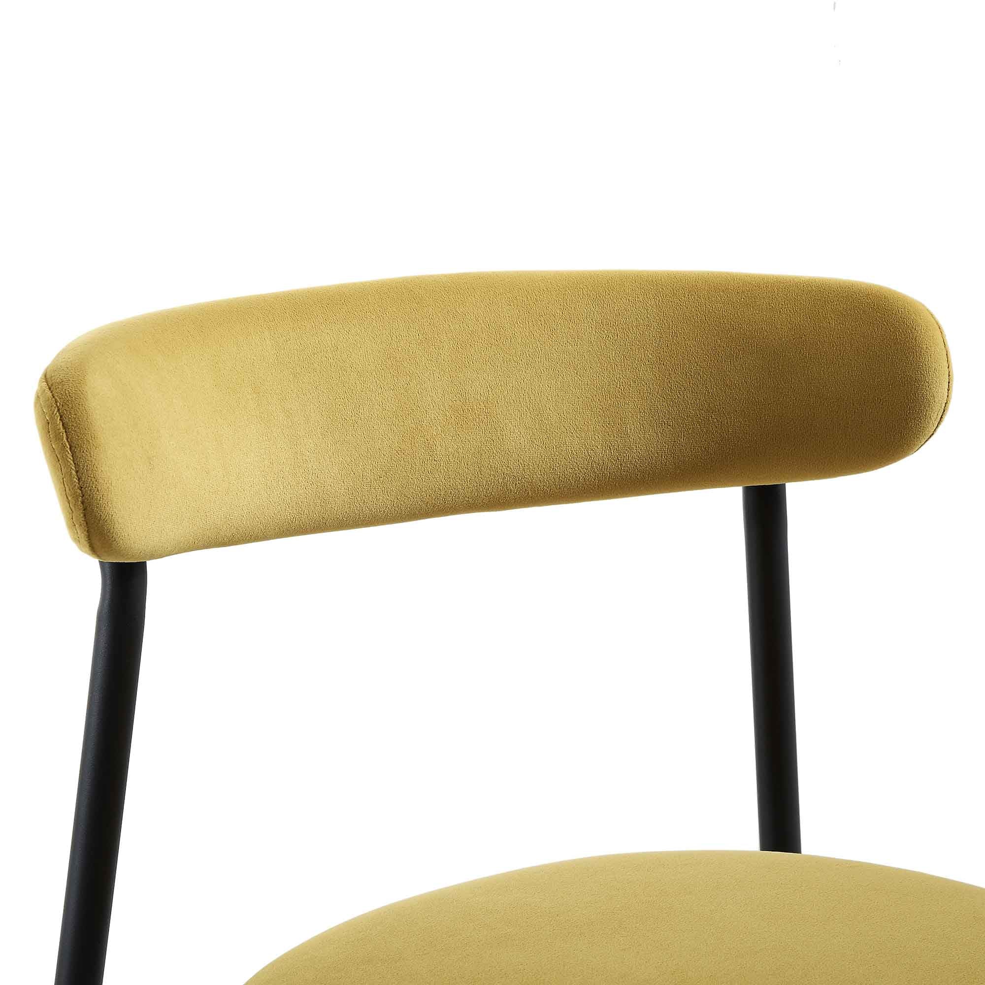 Donna Set of 2 Mustard Yellow Velvet Dining Chairs - Image 8
