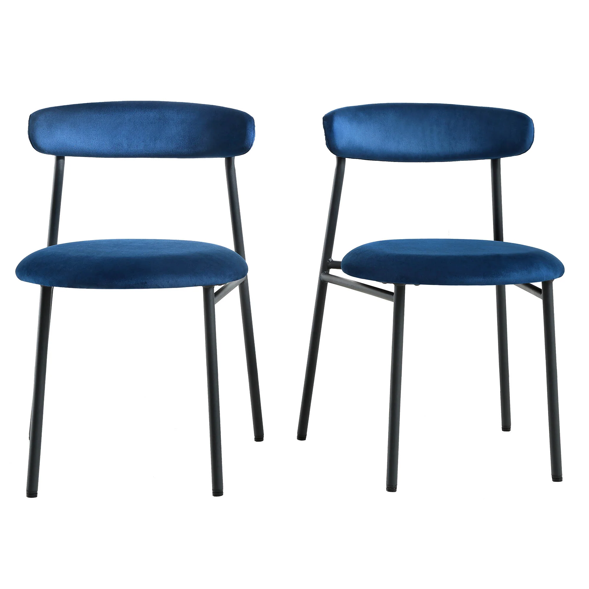 Donna Set of 2 Navy Blue Velvet Dining Chairs - Image 2