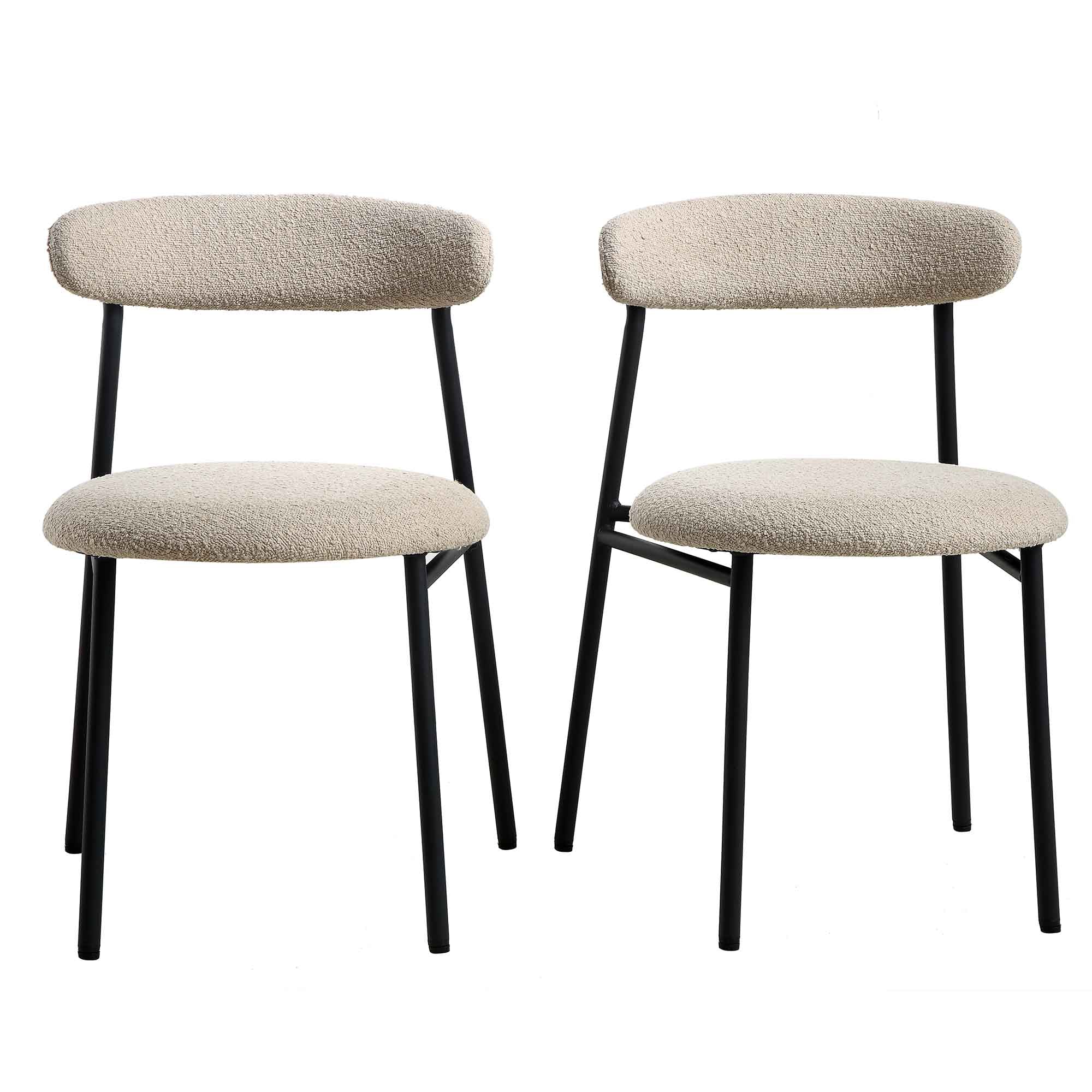 Donna Set of 2 Taupe Boucle Dining Chairs - Image 2