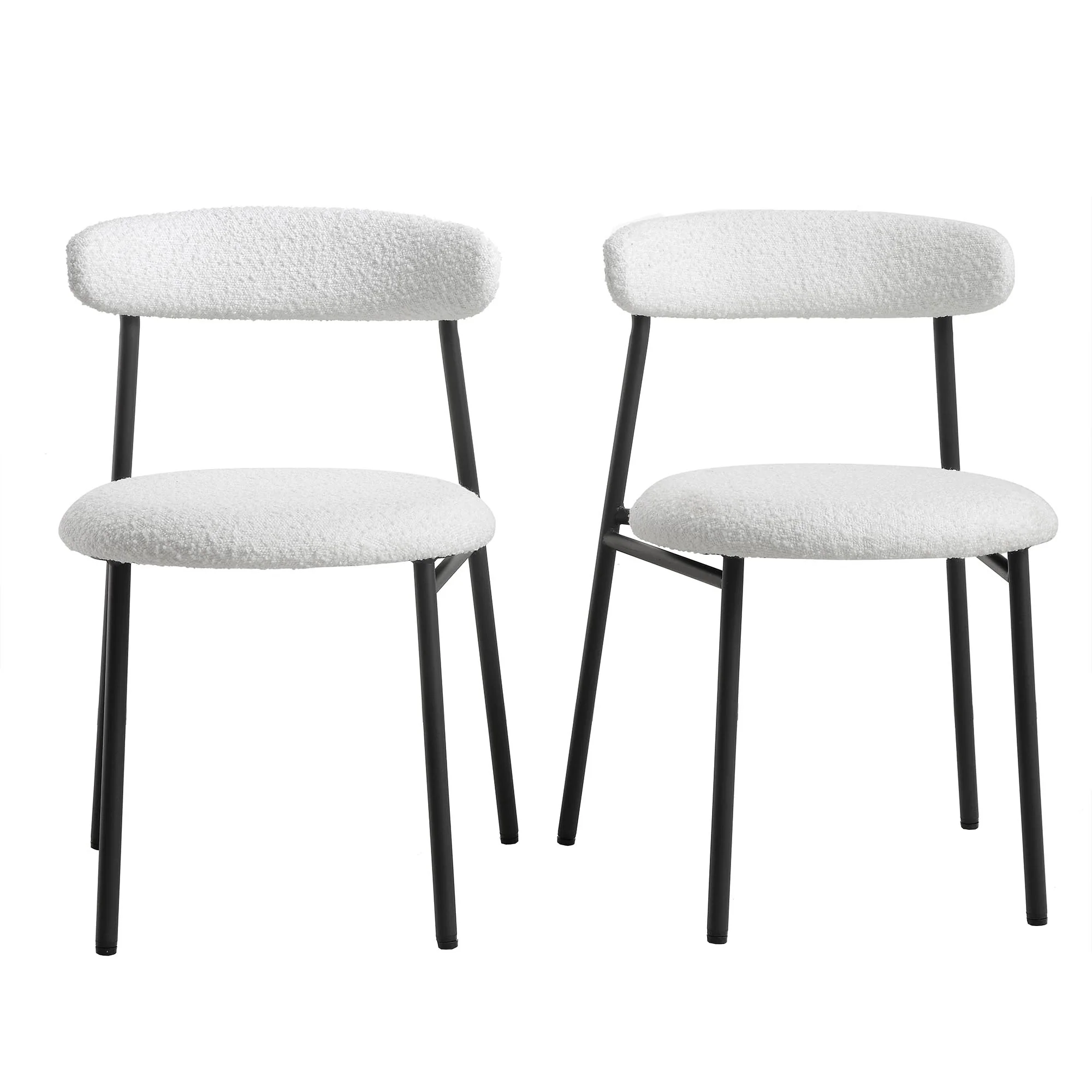 Donna Set of 2 White Boucle Dining Chairs - Image 2