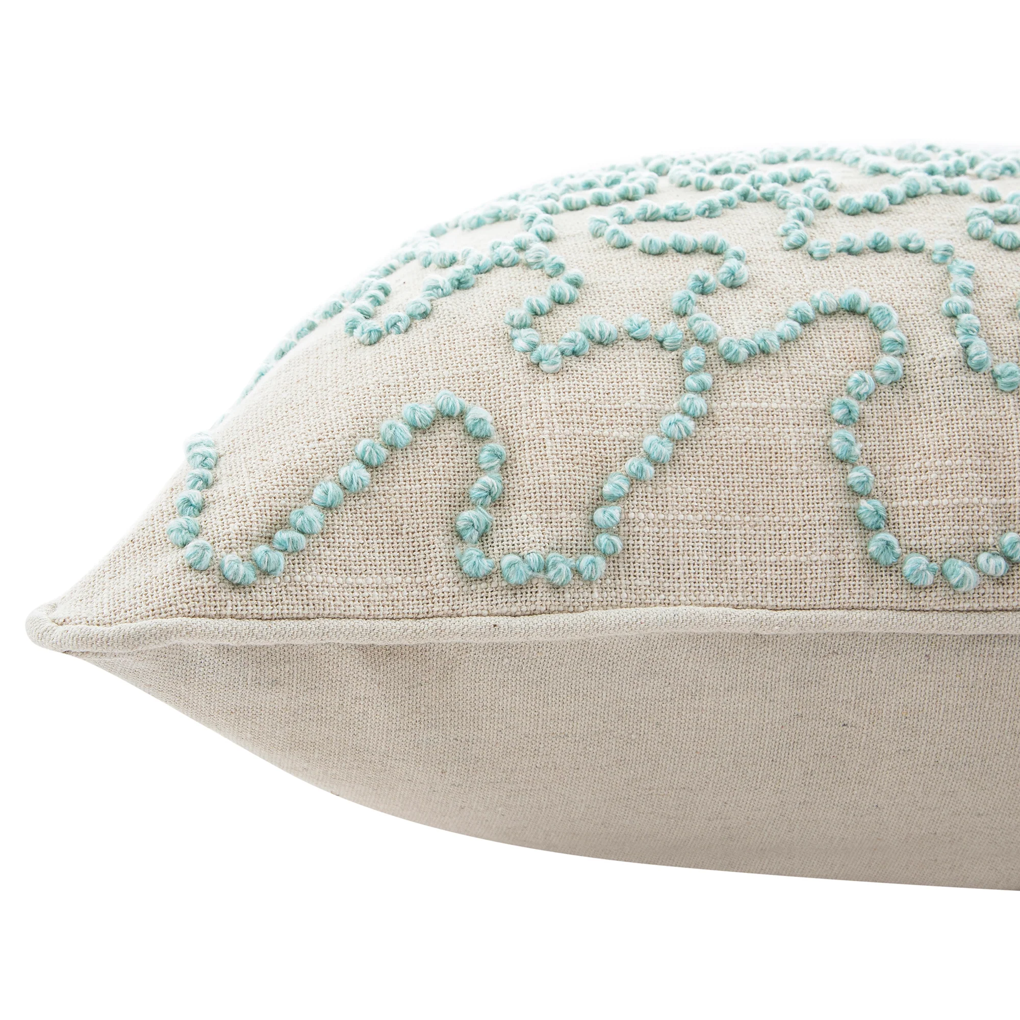 Dulcie Blue Wool French Knot Cushion - Image 4