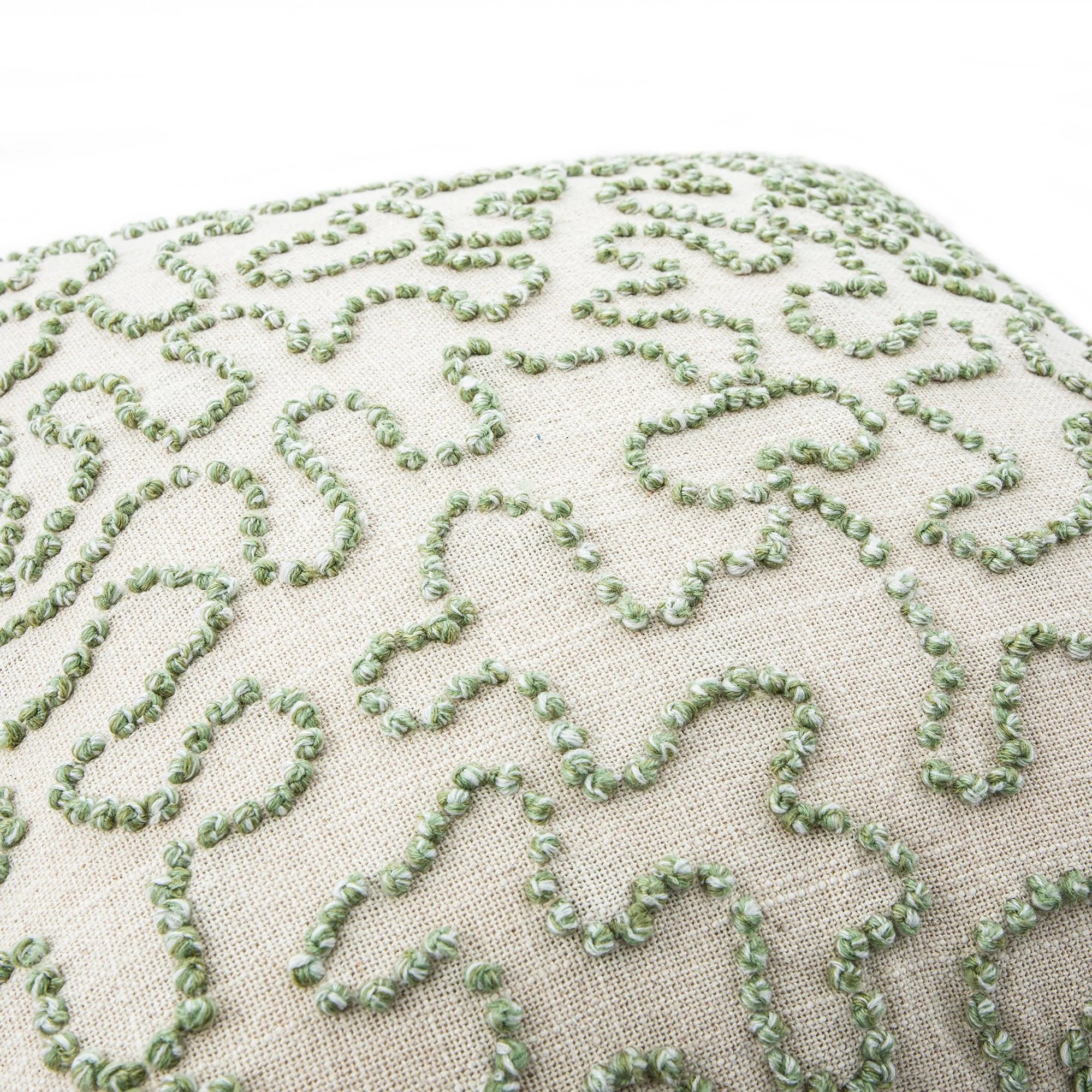 Dulcie Green Wool French Knot Cushion - Image 2
