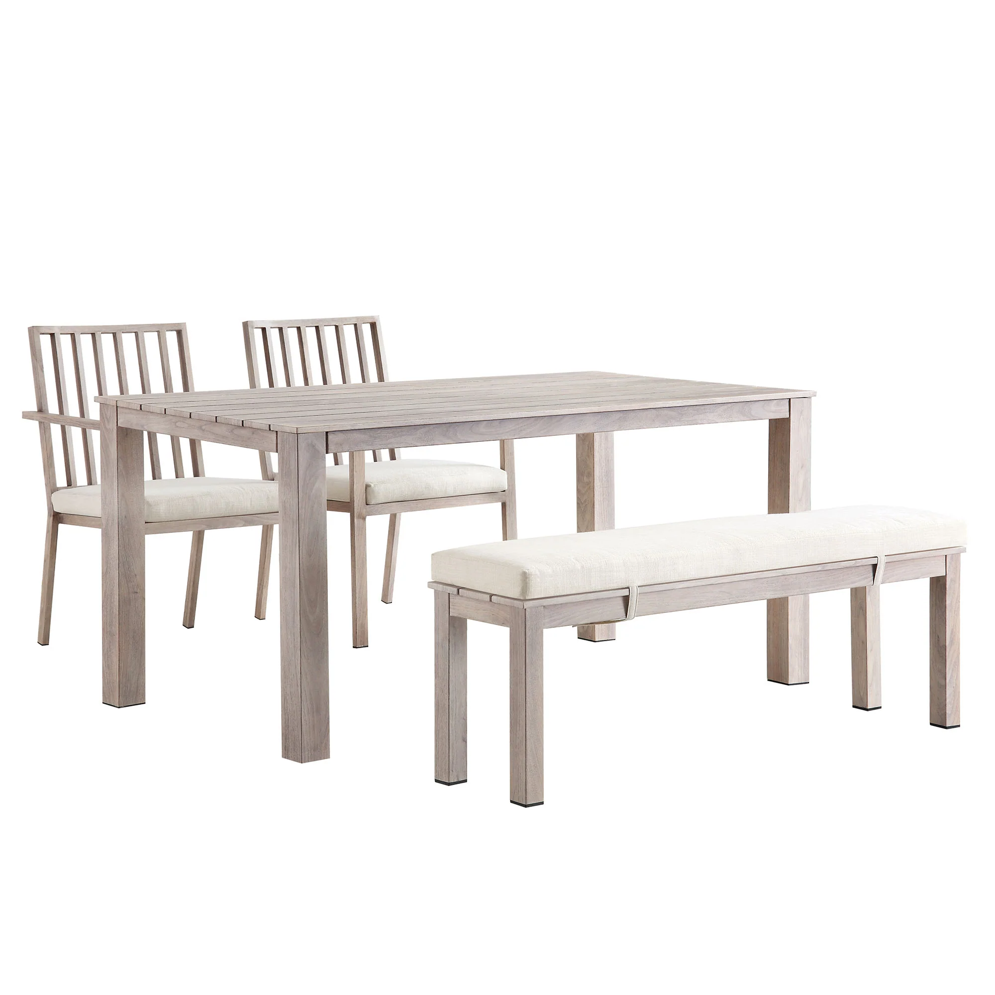 Earlswood Aluminium Washed Wood Effect Dining Set with Bench - Image 5