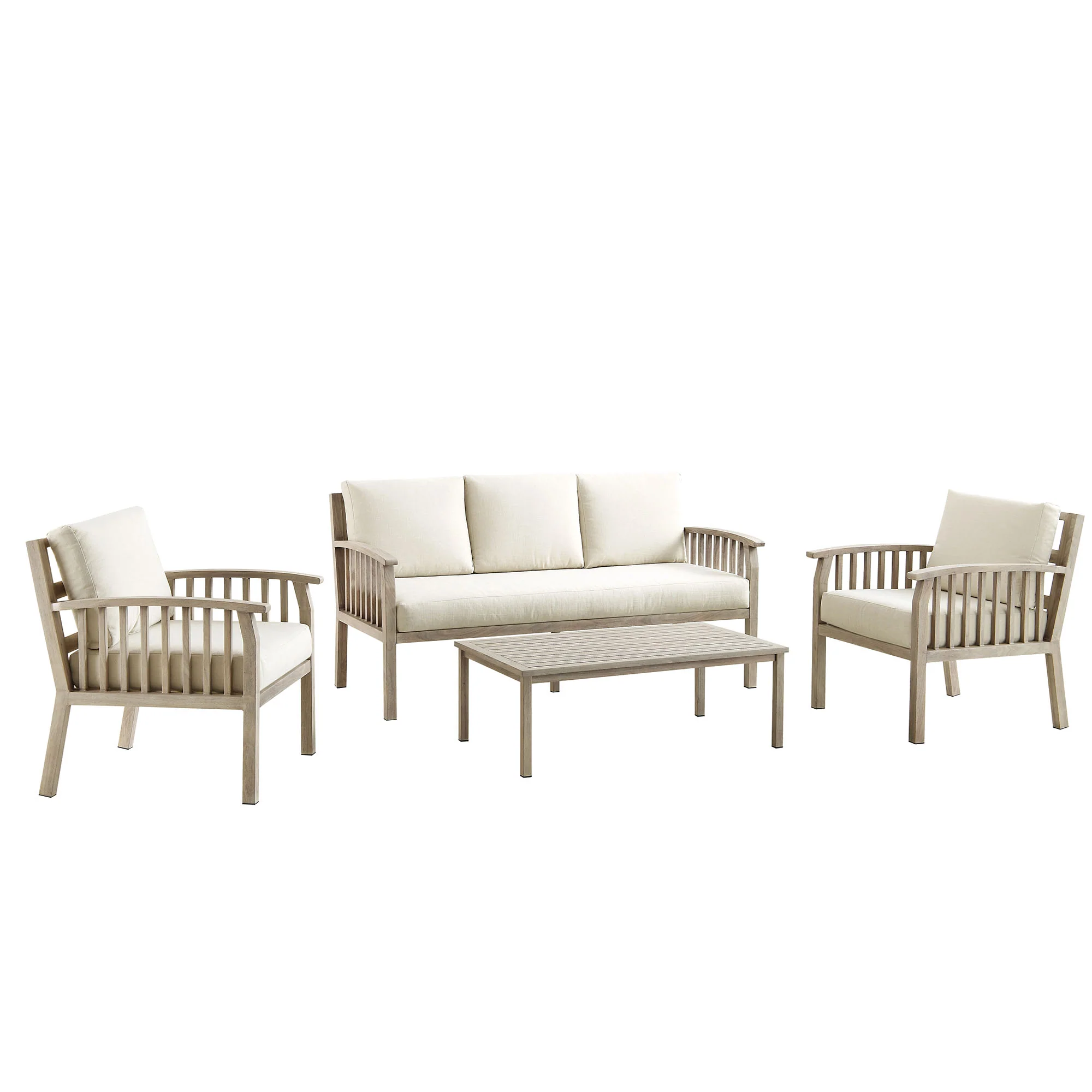 Earlswood Aluminium Washed Wood Effect Sofa Set with Coffee Table - Image 4