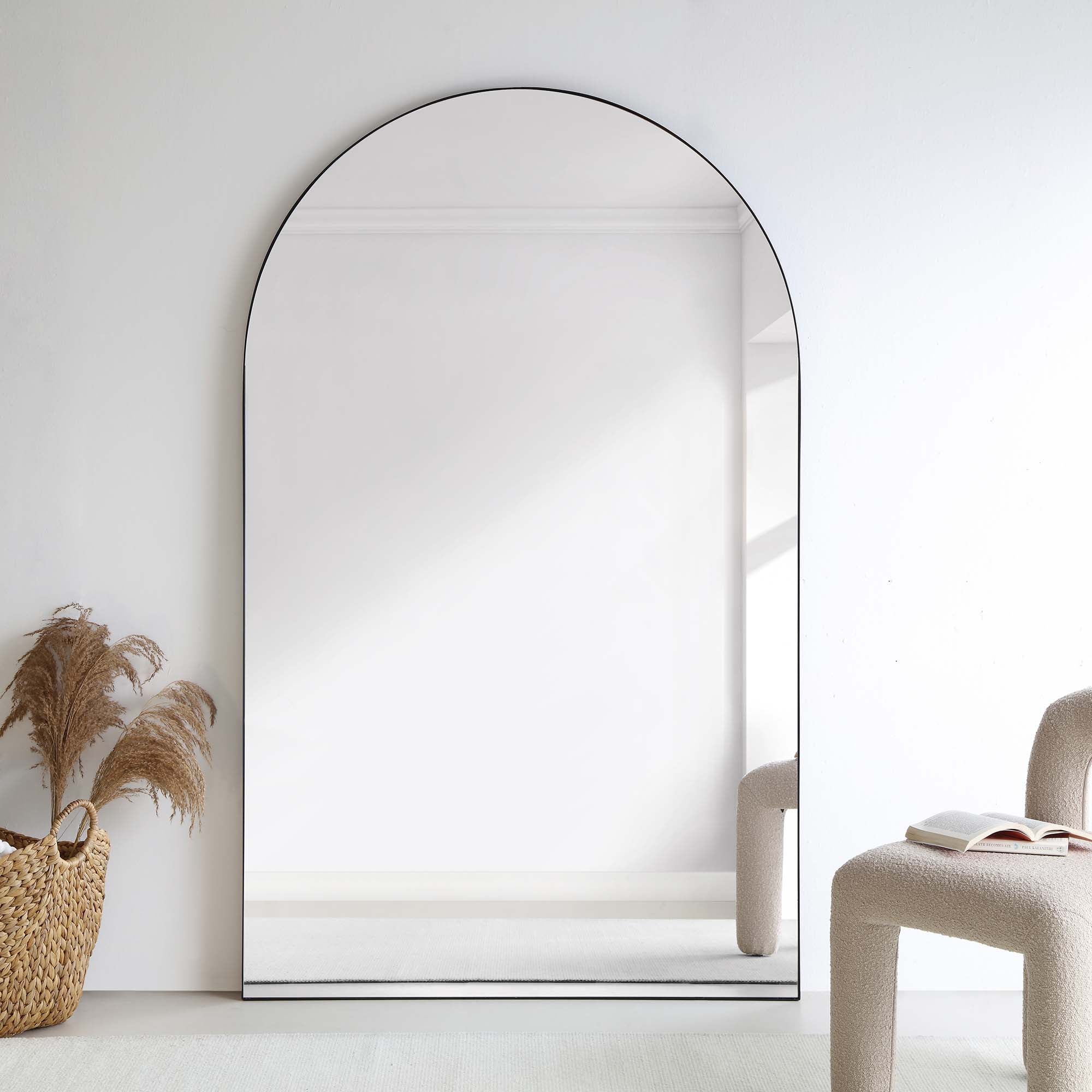 Eden Arched Full Length Metal Frame Mirror 180 x 110 cm, Black - Image 2
