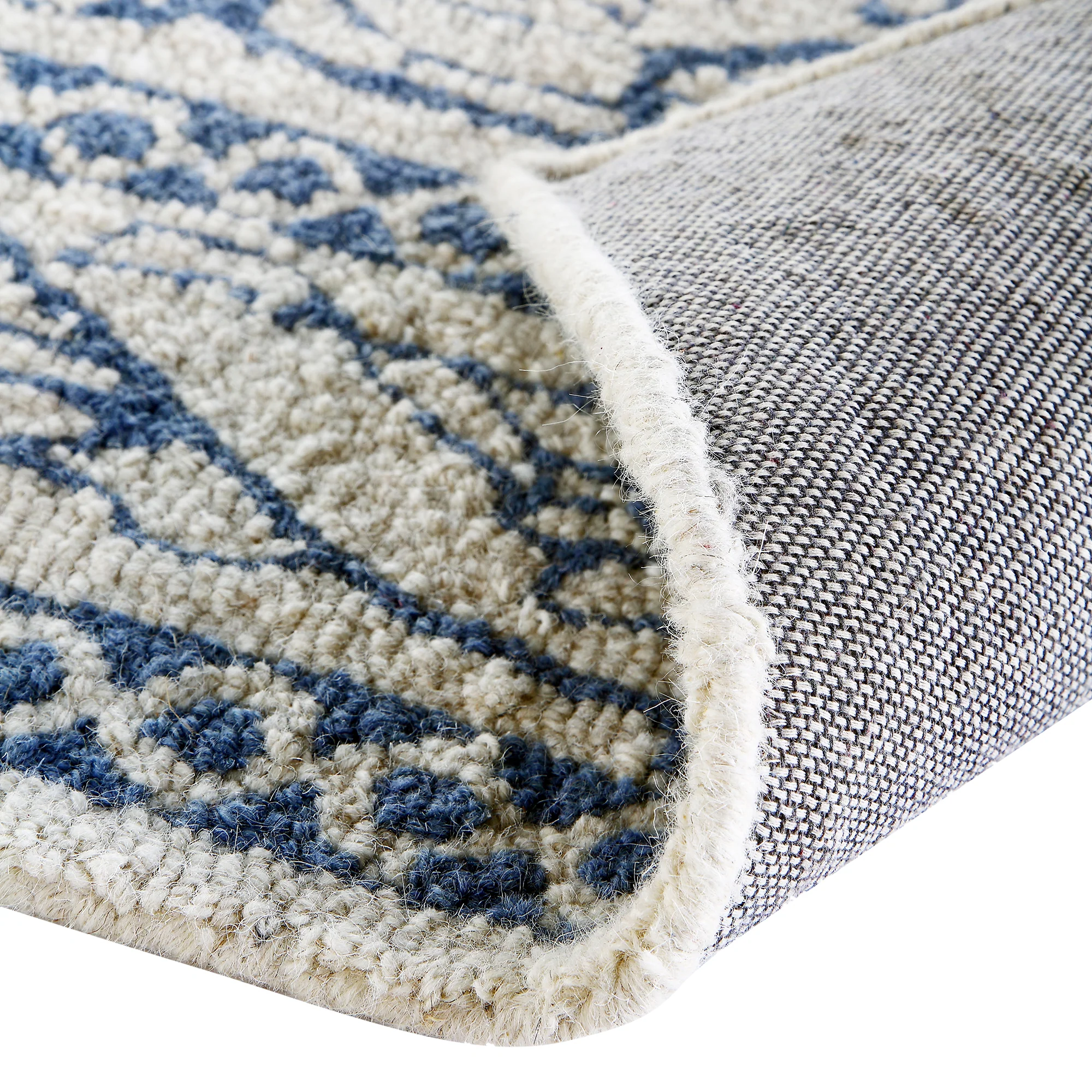 Eden Blue Leaf Traditional Hand Tufted Wool Rug - Image 11