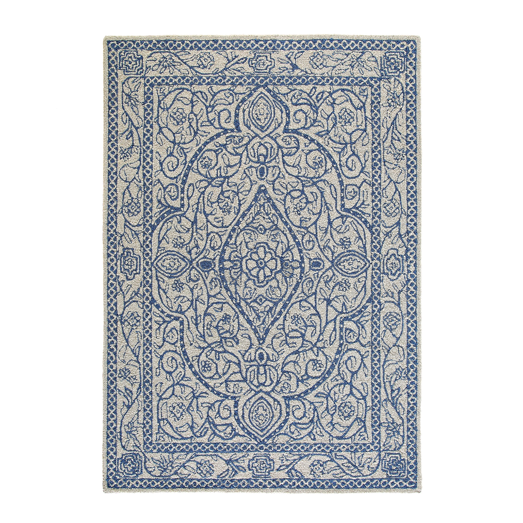 Eden Blue Leaf Traditional Hand Tufted Wool Rug - Image 4