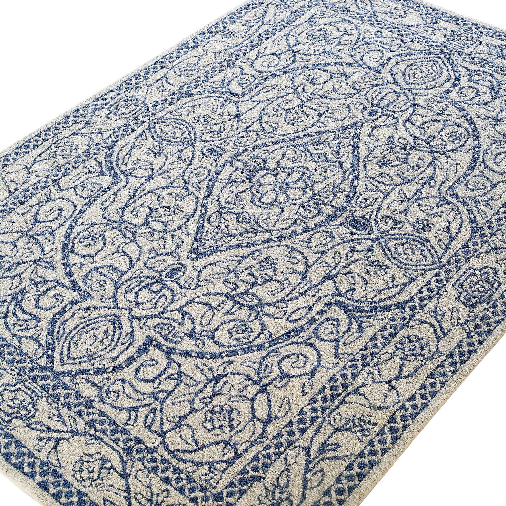 Eden Blue Leaf Traditional Hand Tufted Wool Rug - Image 5