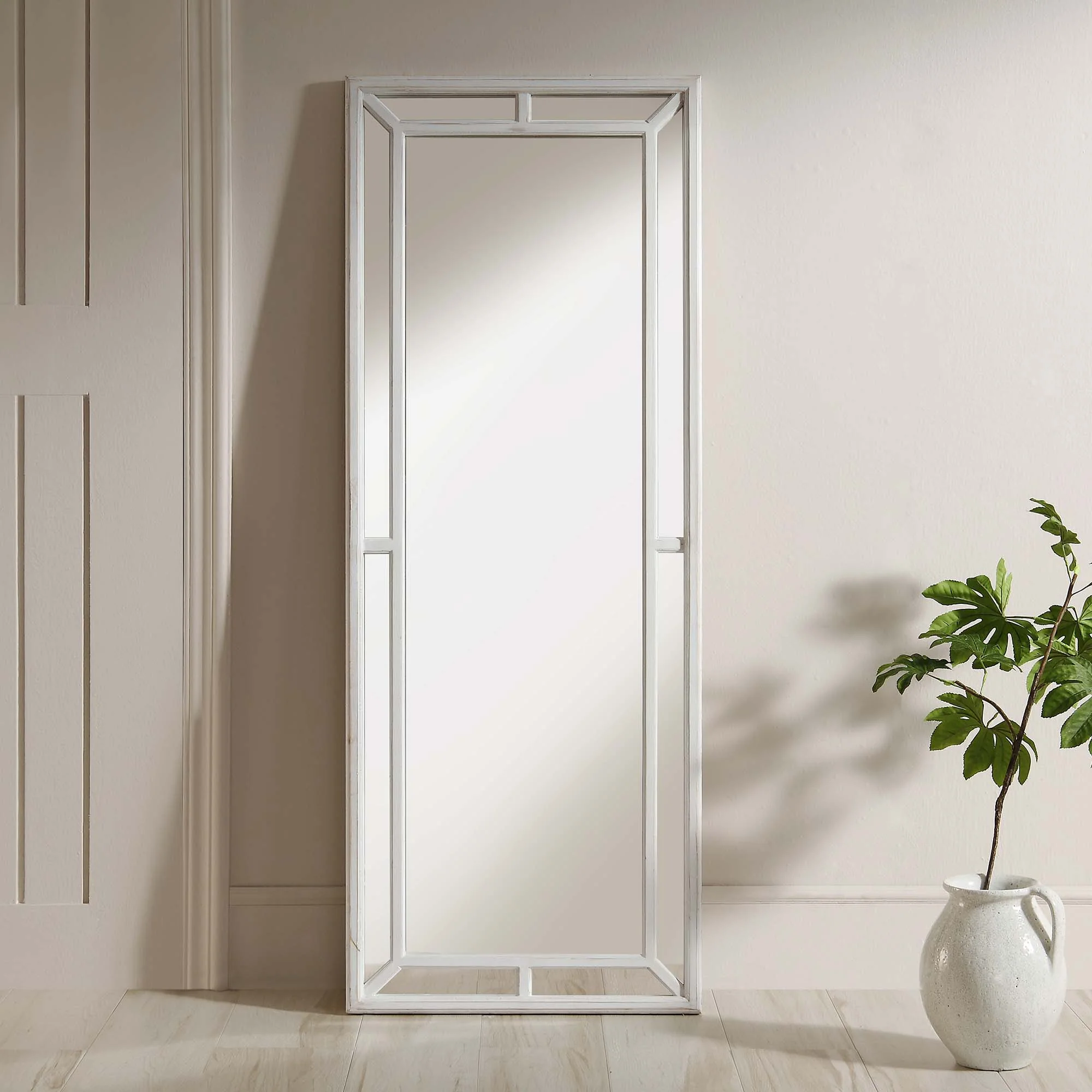Edgeworth Washed White Full Length Wooden Frame Window Mirror 160 x 60 cm - Image 2