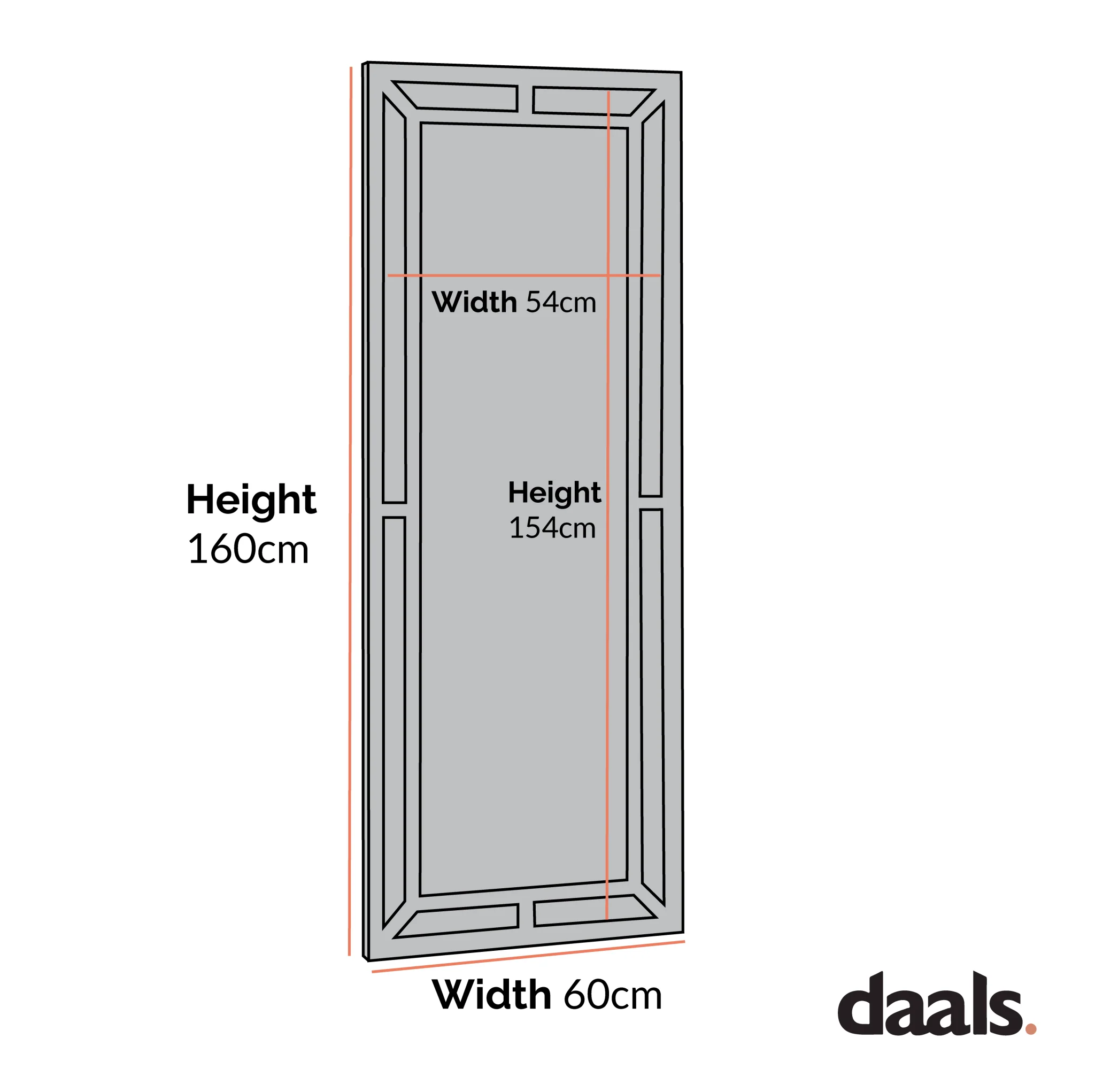 Edgeworth Washed White Full Length Wooden Frame Window Mirror 160 x 60 cm - Image 5