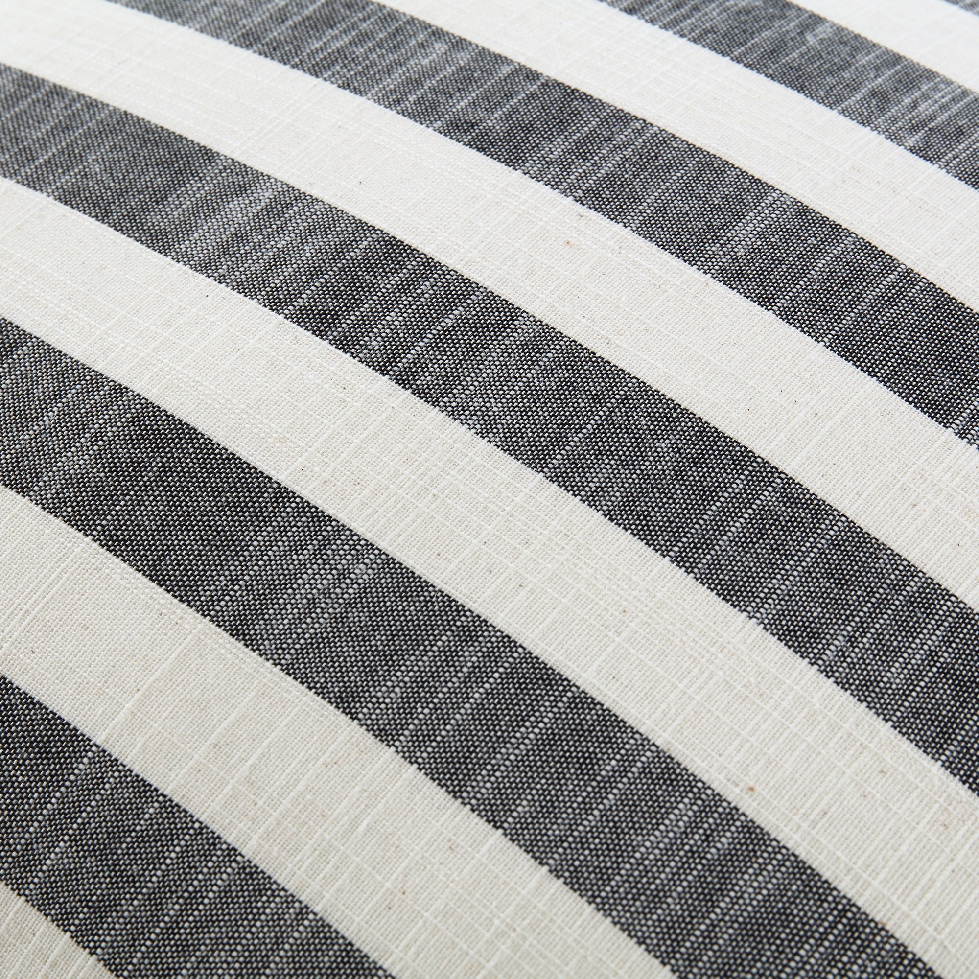 Edith Reversible Linen Blend Black Striped Frill Cushion - Image 10