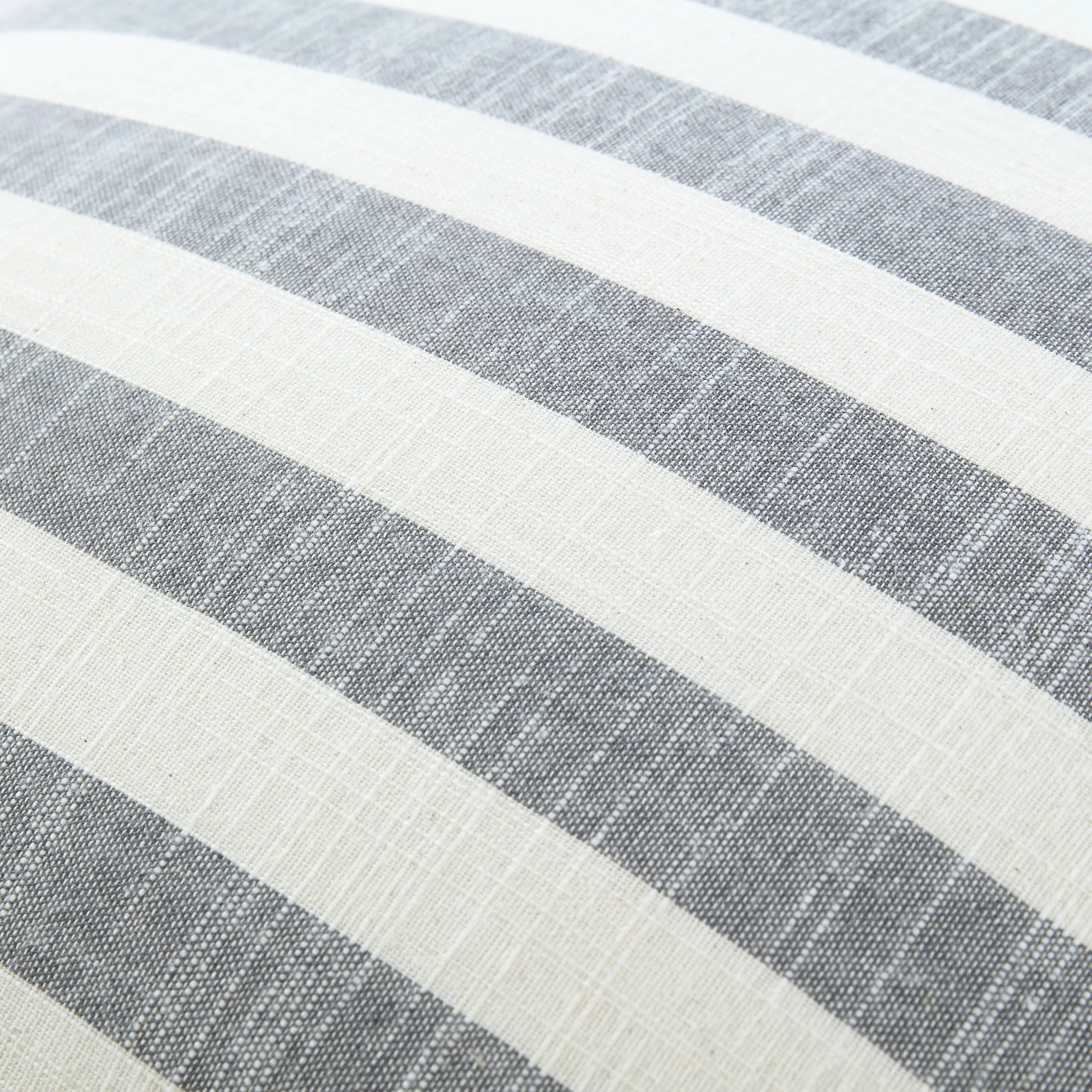Edith Reversible Linen Blend Faded Denim Blue Striped Frill Cushion - Image 8