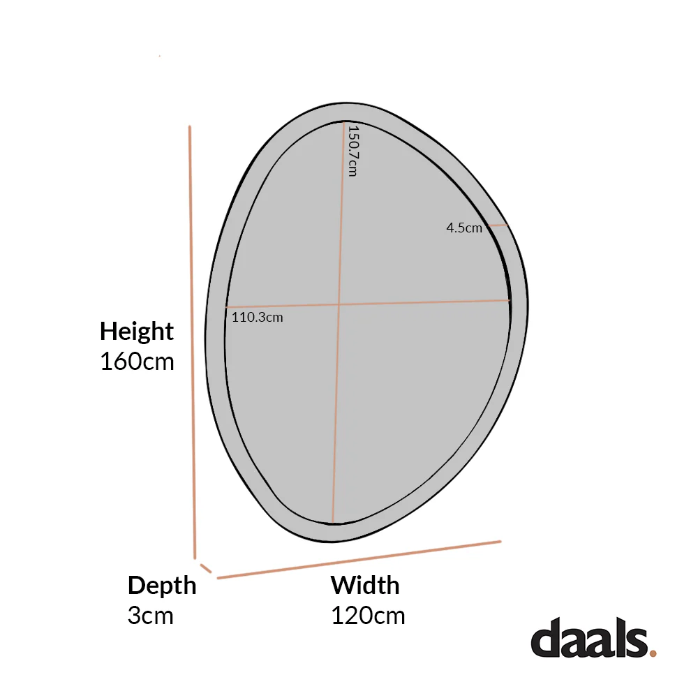 Edo Irregular Pebble Large Wooden Mirror 160 x 120 cm, Walnut - Image 6