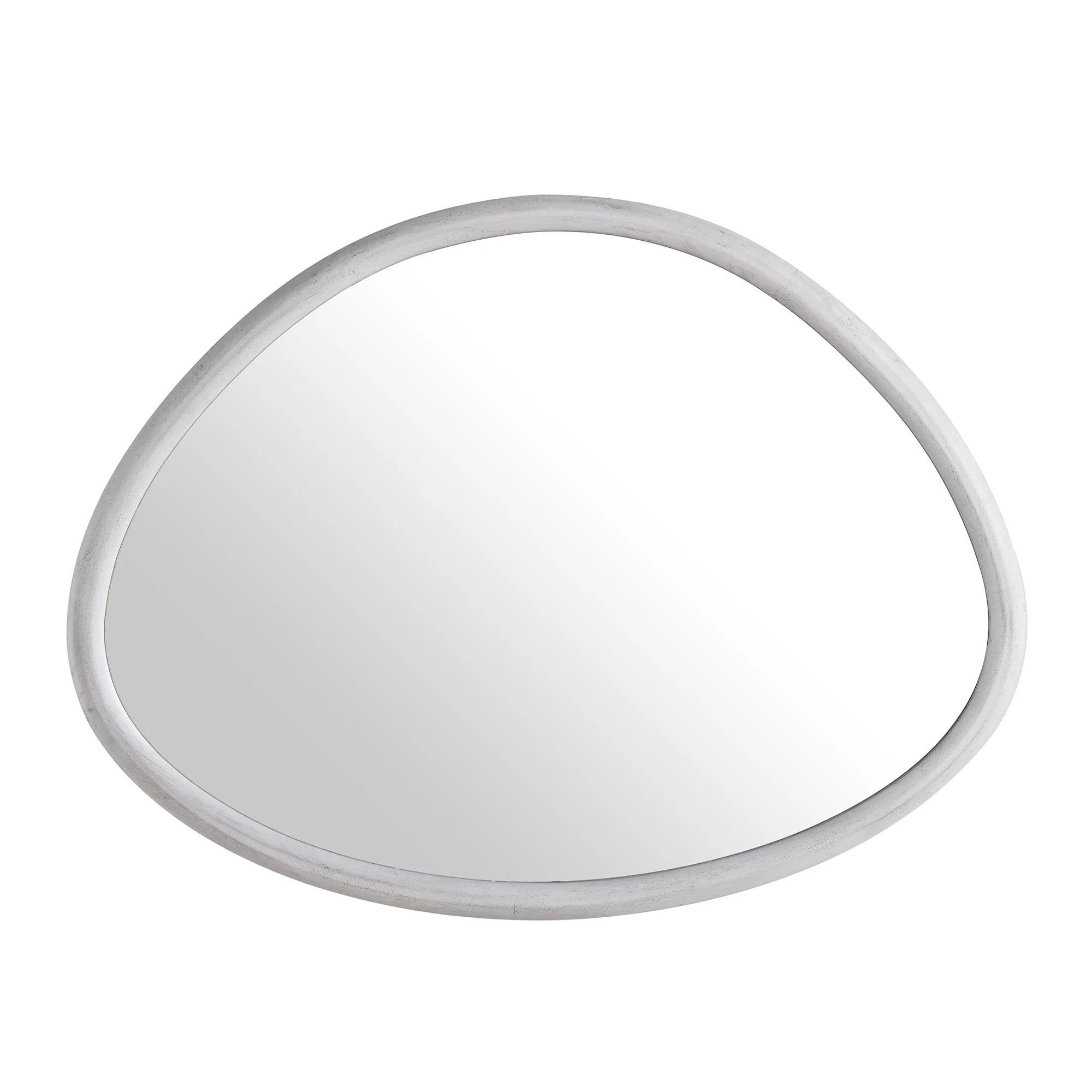 Edo Irregular Pebble Wall Wooden Mirror 100 x 76 cm, Washed White - Image 6