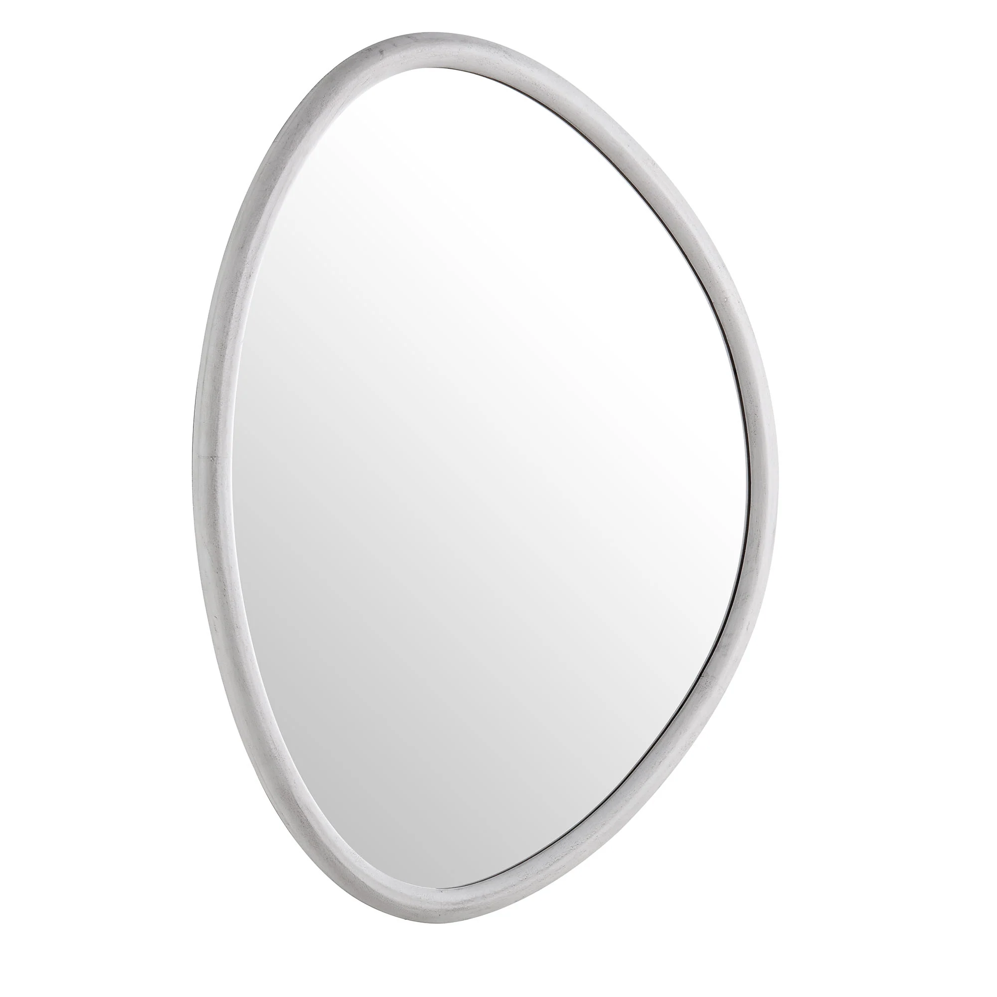 Edo Irregular Pebble Wall Wooden Mirror 100 x 76 cm, Washed White - Image 8