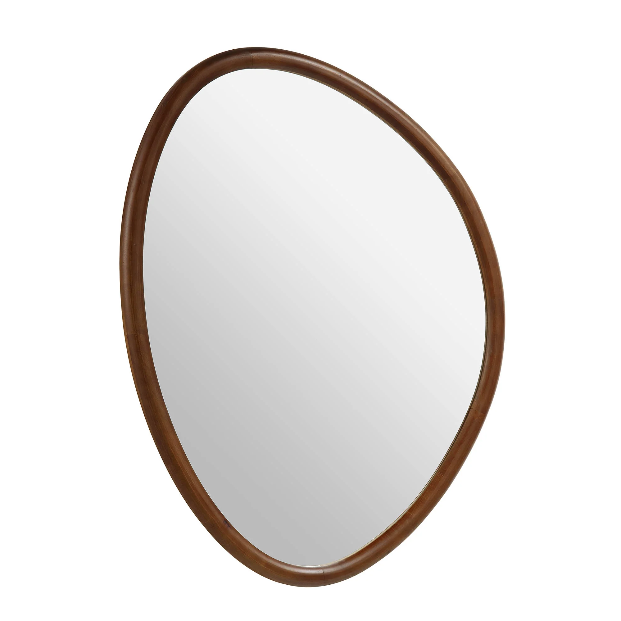 Edo Irregular Pebble Wall Wooden Mirror 100 x 76 cm, Walnut - Image 3