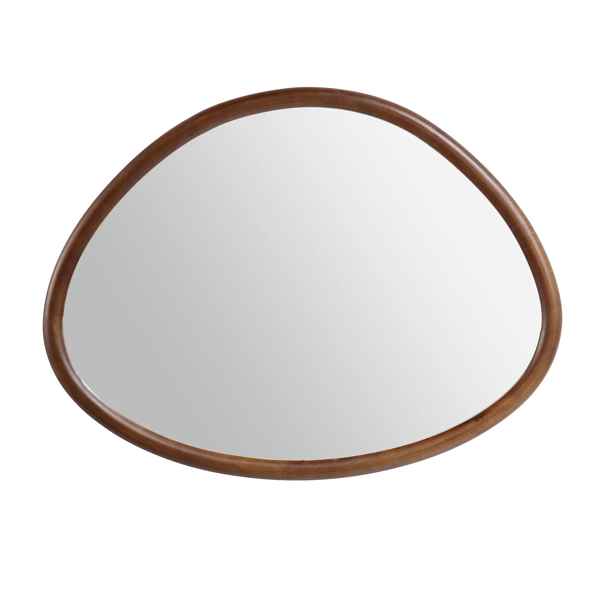 Edo Irregular Pebble Wall Wooden Mirror 100 x 76 cm, Walnut - Image 4